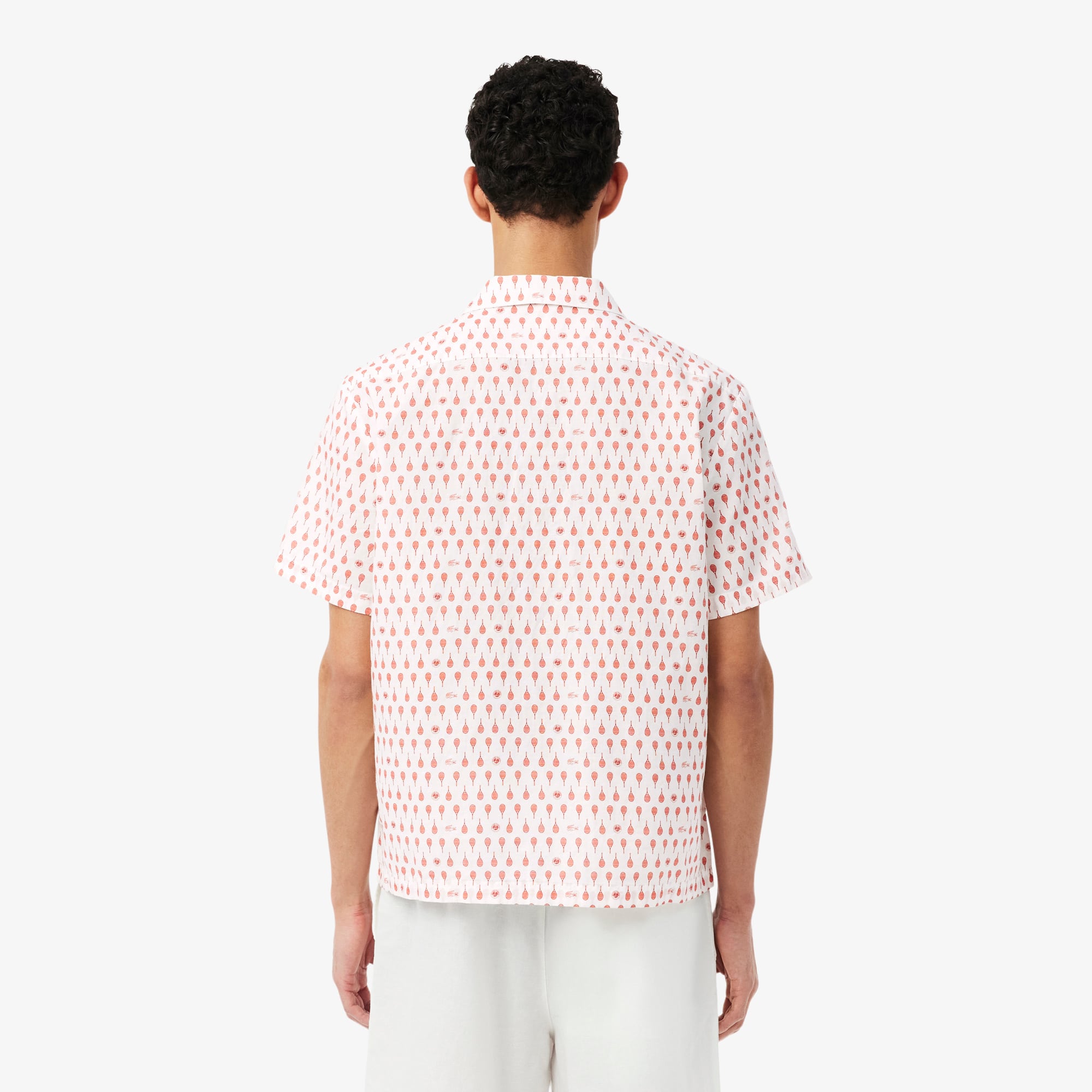 Thumbnail - Lacoste Hemd mit Print Roland-Garros Edition - Blanc / Marron Size 44