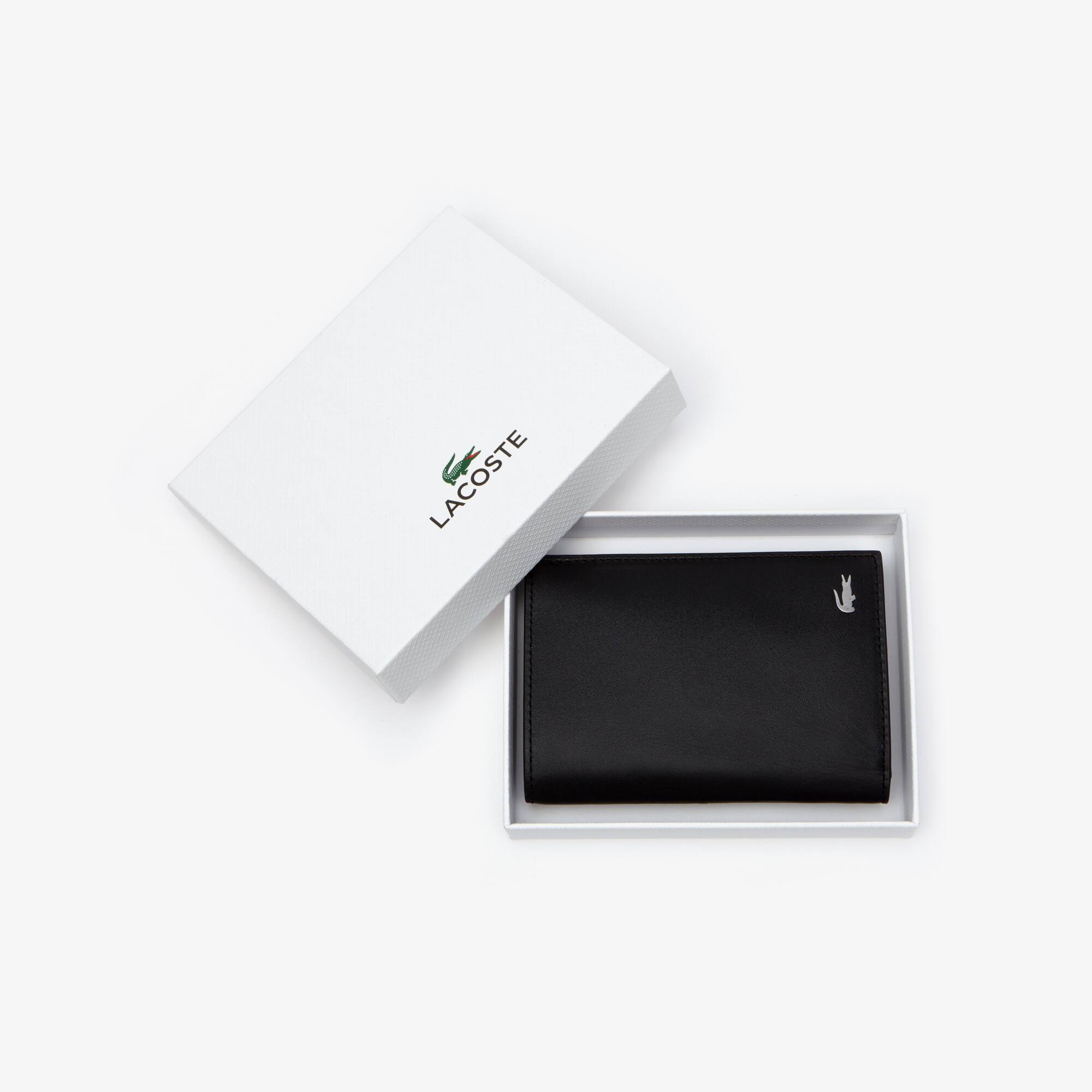 Thumbnail - Lacoste Kompakte, vertikale Brieftasche Fitzgerald aus Leder - BLACK Size One Size