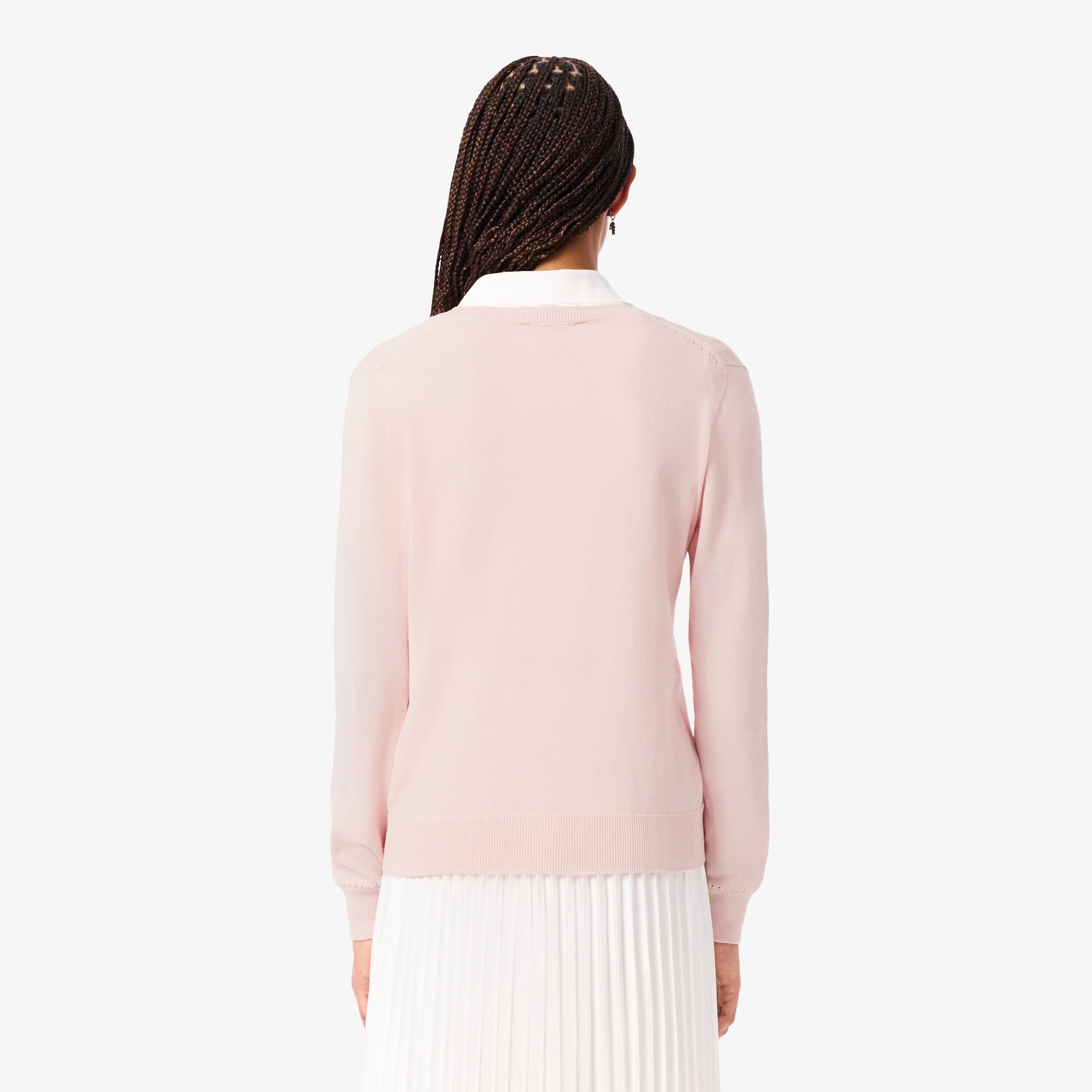 Thumbnail - Lacoste Nahtloser Pullover mit V-Ausschnitt - Hellrosa Size 46
