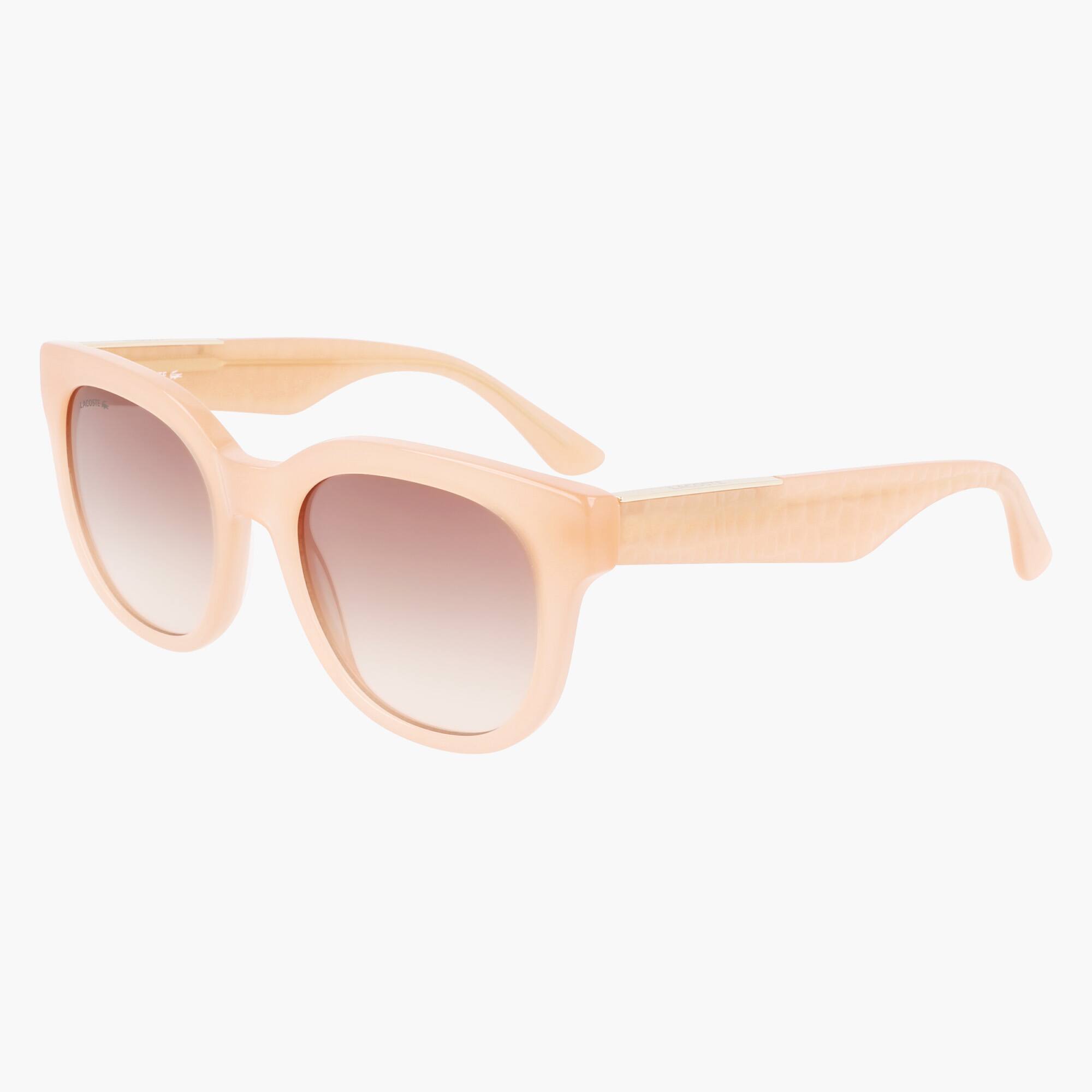 Thumbnail - Lacoste Ovale Acetat-Sonnenbrille mit Kroko-Print - ROSE Size One Size