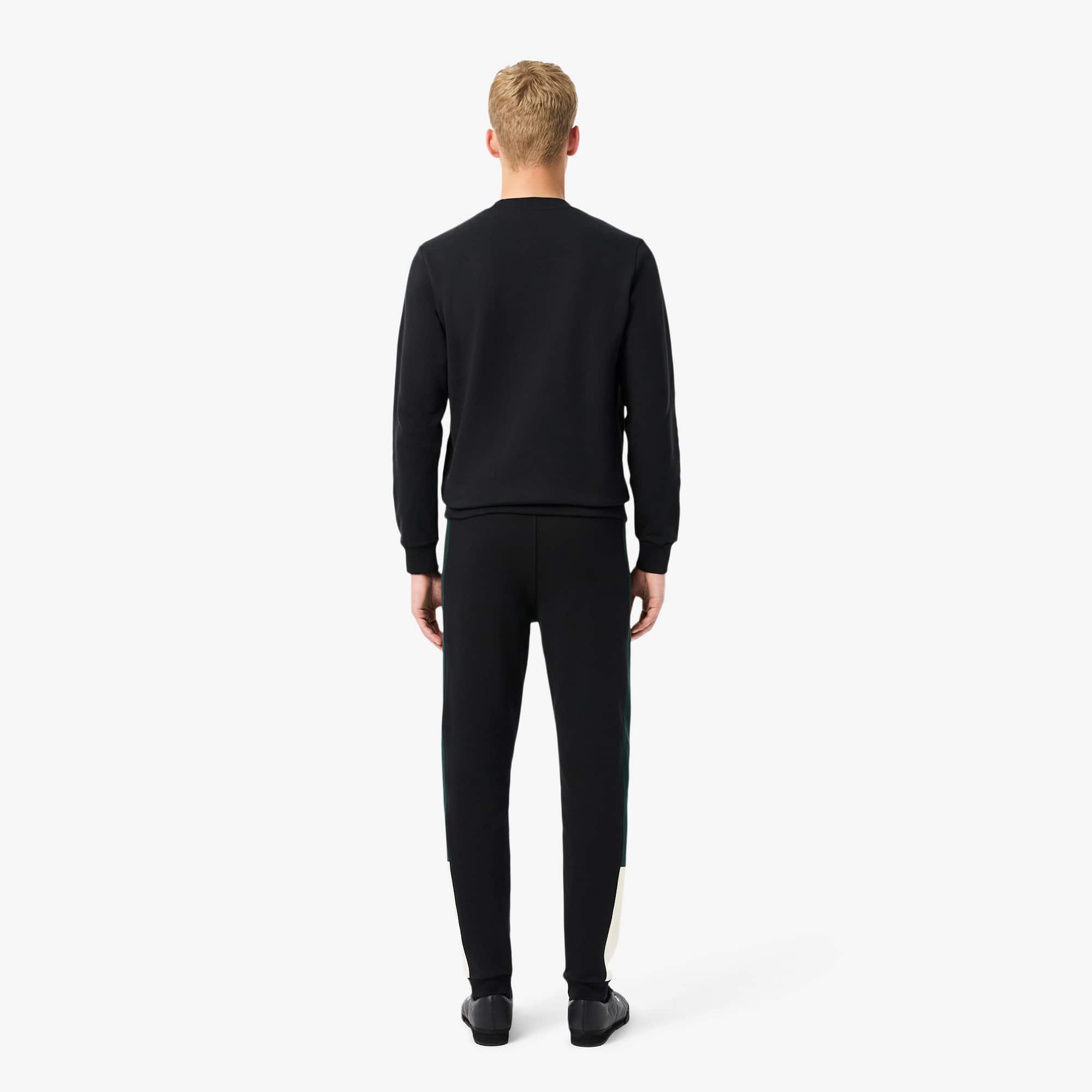 Thumbnail - Lacoste Trainingshose aus Fleece mit zulaufenden Beinen - Schwarz / Weiß / Grün Size 4XL