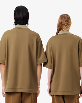 &Uuml;bergro&szlig;es Polohemd Runway aus Satin mit Badge-Akzent