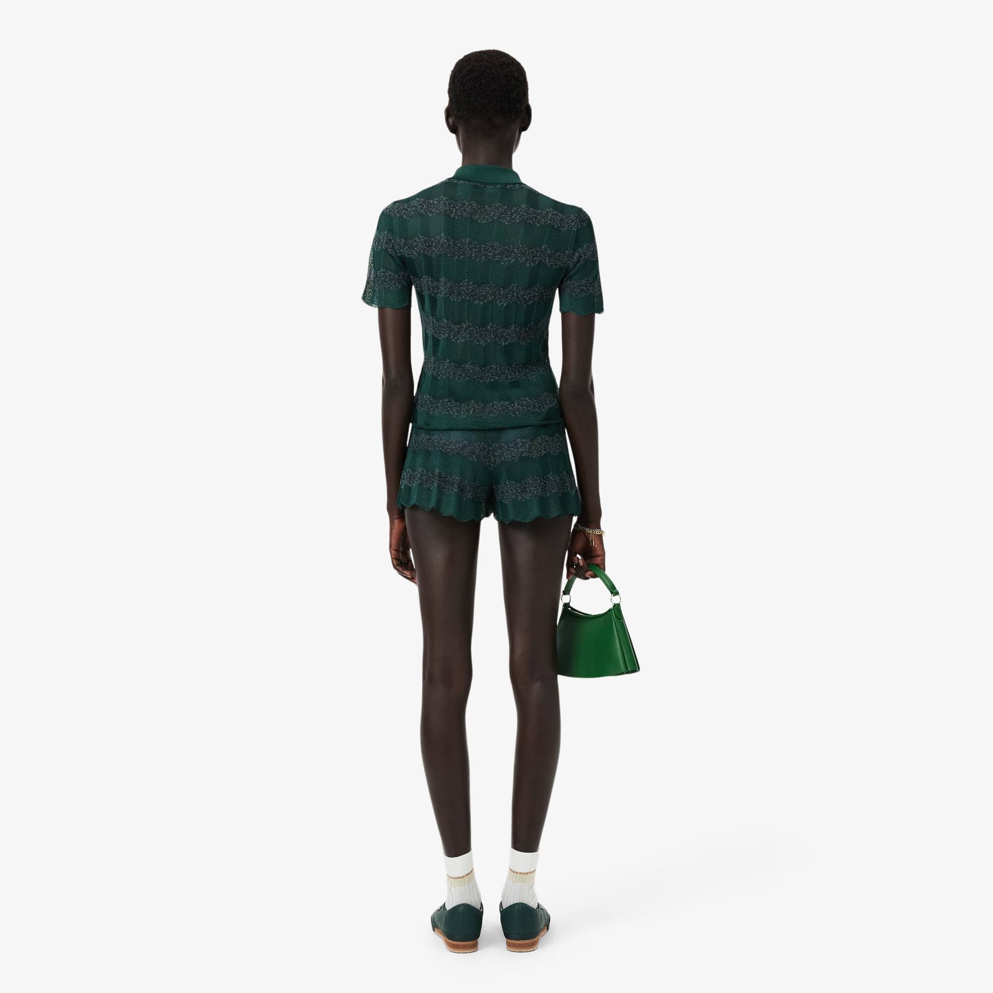 Thumbnail - Lacoste Shorts Runway aus Pointelle-Strick - Sinople Grün Size 36