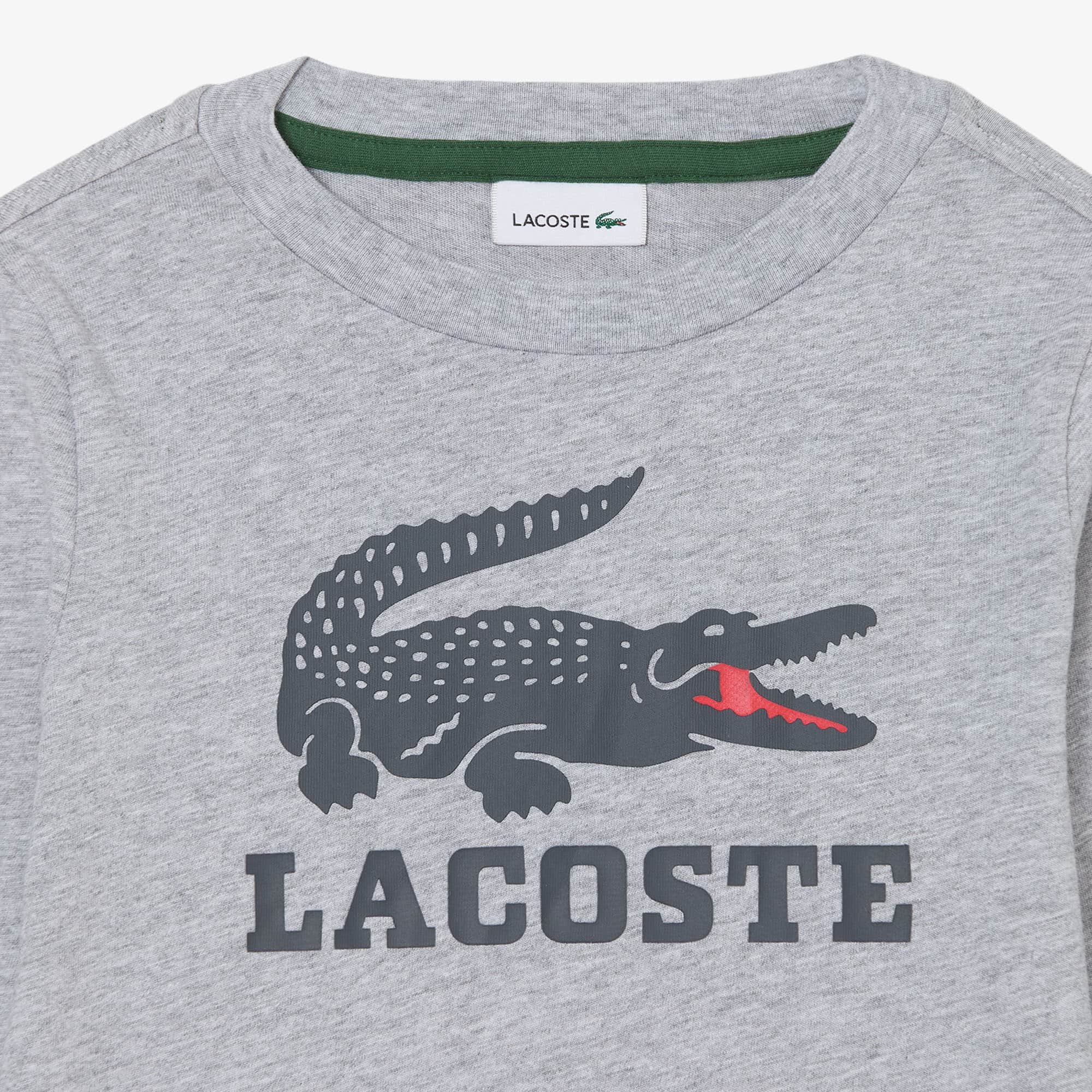 Thumbnail - Lacoste Sweatshirt aus Fleece mit Krokodil-Print - Heidekraut Grau Size 4 - 4A