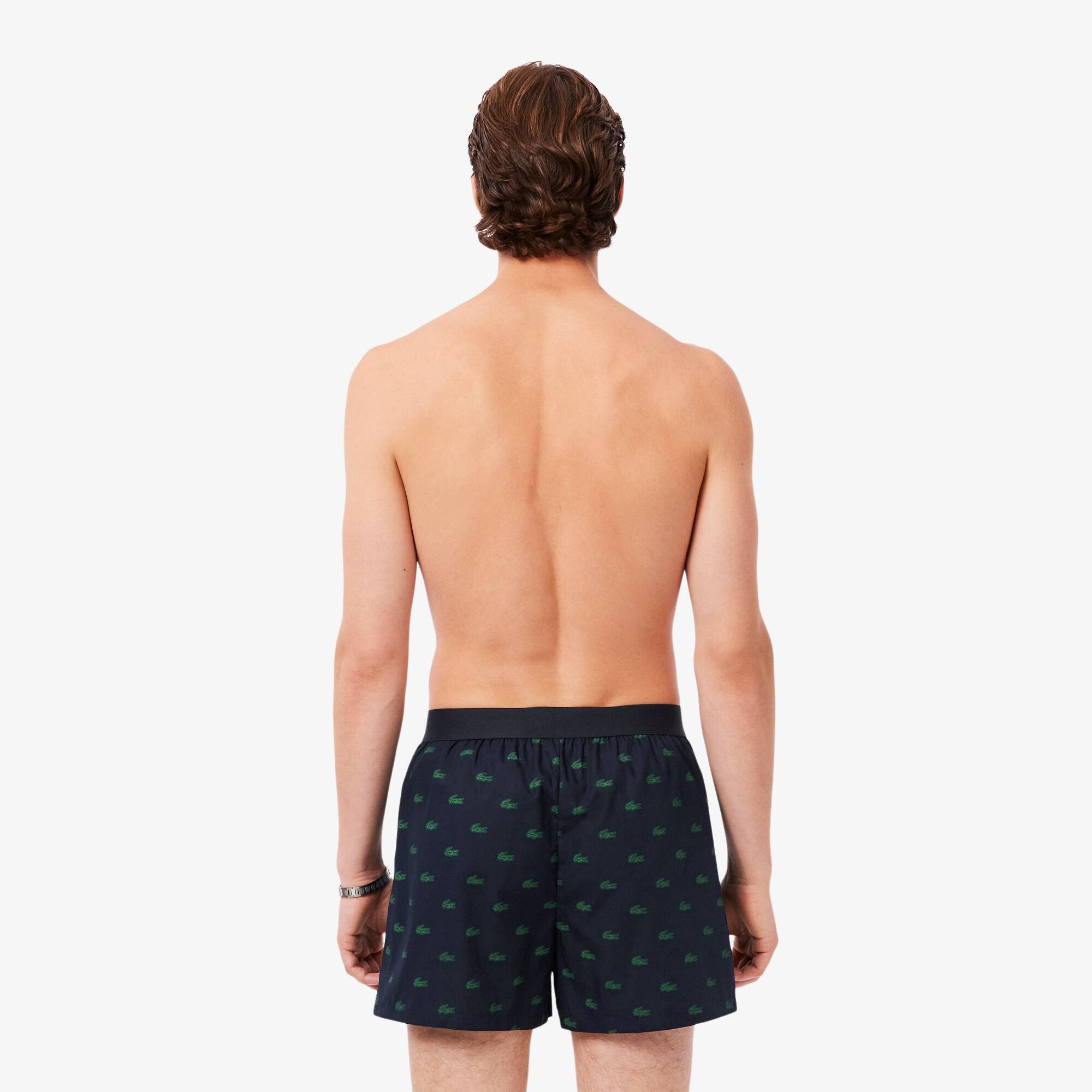 Thumbnail - Lacoste 3er-Pack Boxershorts aus Baumwollpopeline - Navy Blau / Grün / Navy Blau Size S