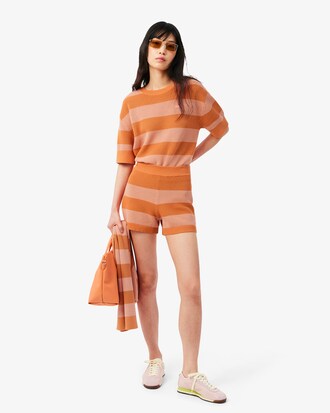 Gestreifte Shorts aus Mesh-Strick