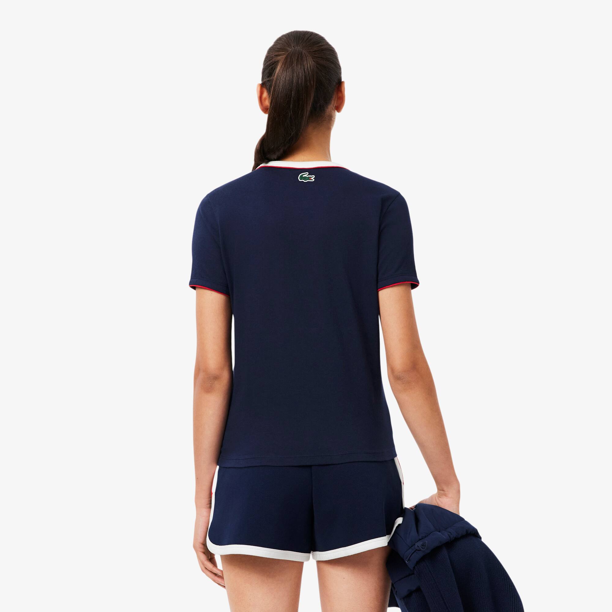 Thumbnail - Lacoste T-Shirt mit traditiOnellem Badge und Ultra Dry-Technologie - Navy Blau / Weiß Size 36