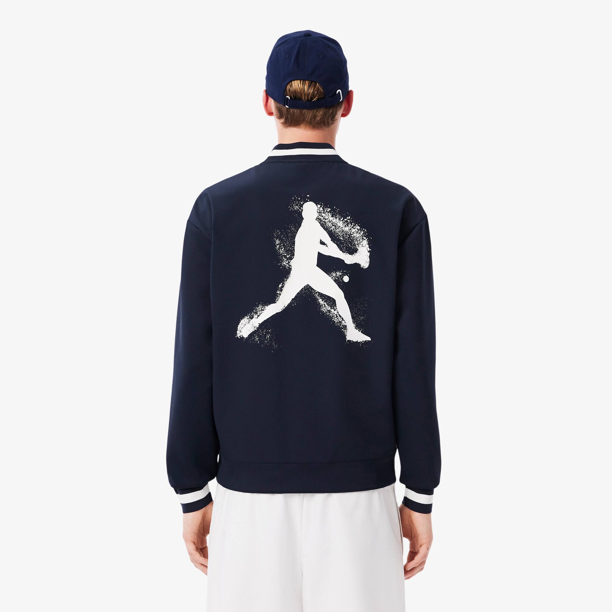 Thumbnail - Lacoste Jacke Lacoste Tennis x Novak Djokovic - Navy Blau / Weiß Size M