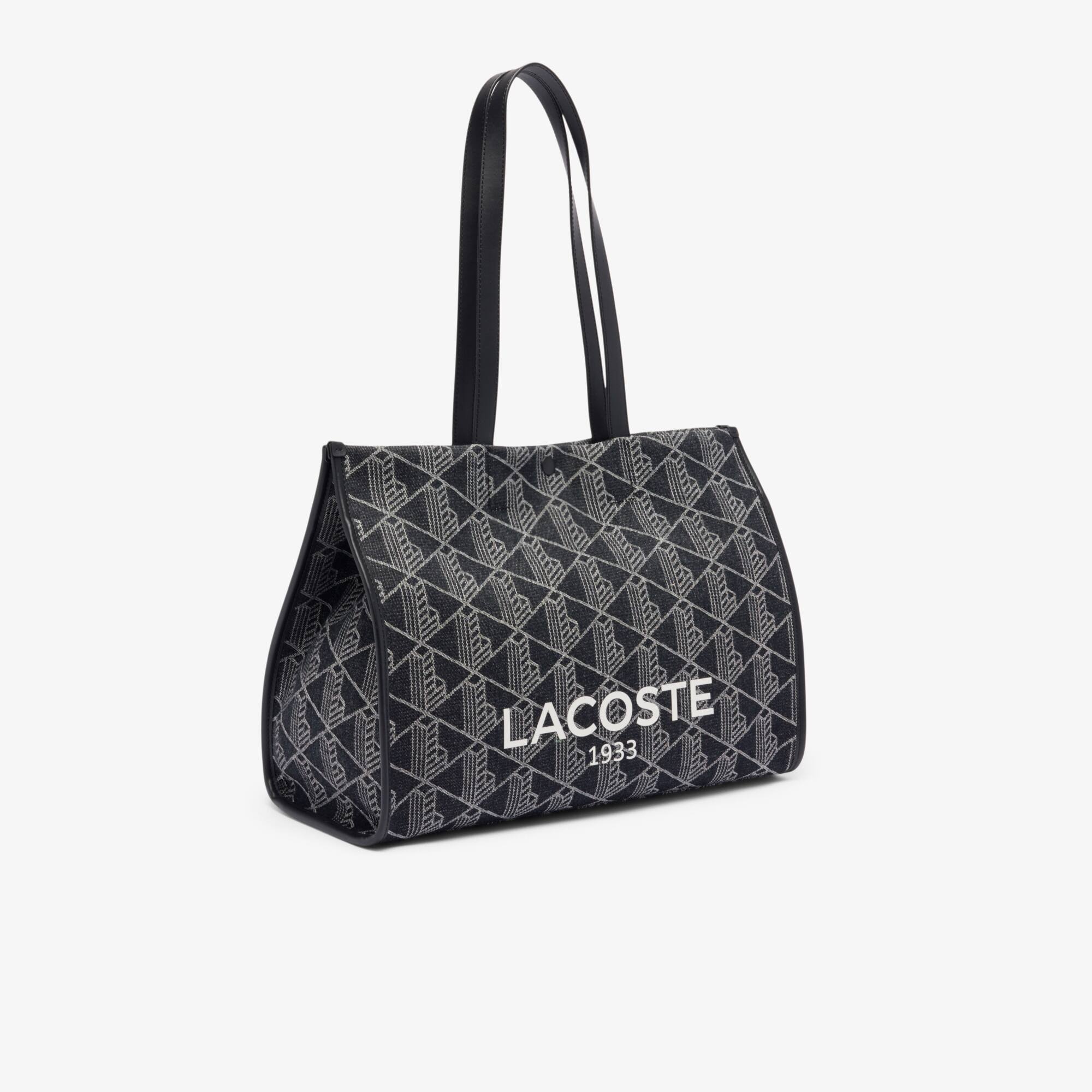 Thumbnail - Lacoste Große Tote Bag Heritage aus Jacquard - MONO JACQUARD DENIM NOIR Size One Size