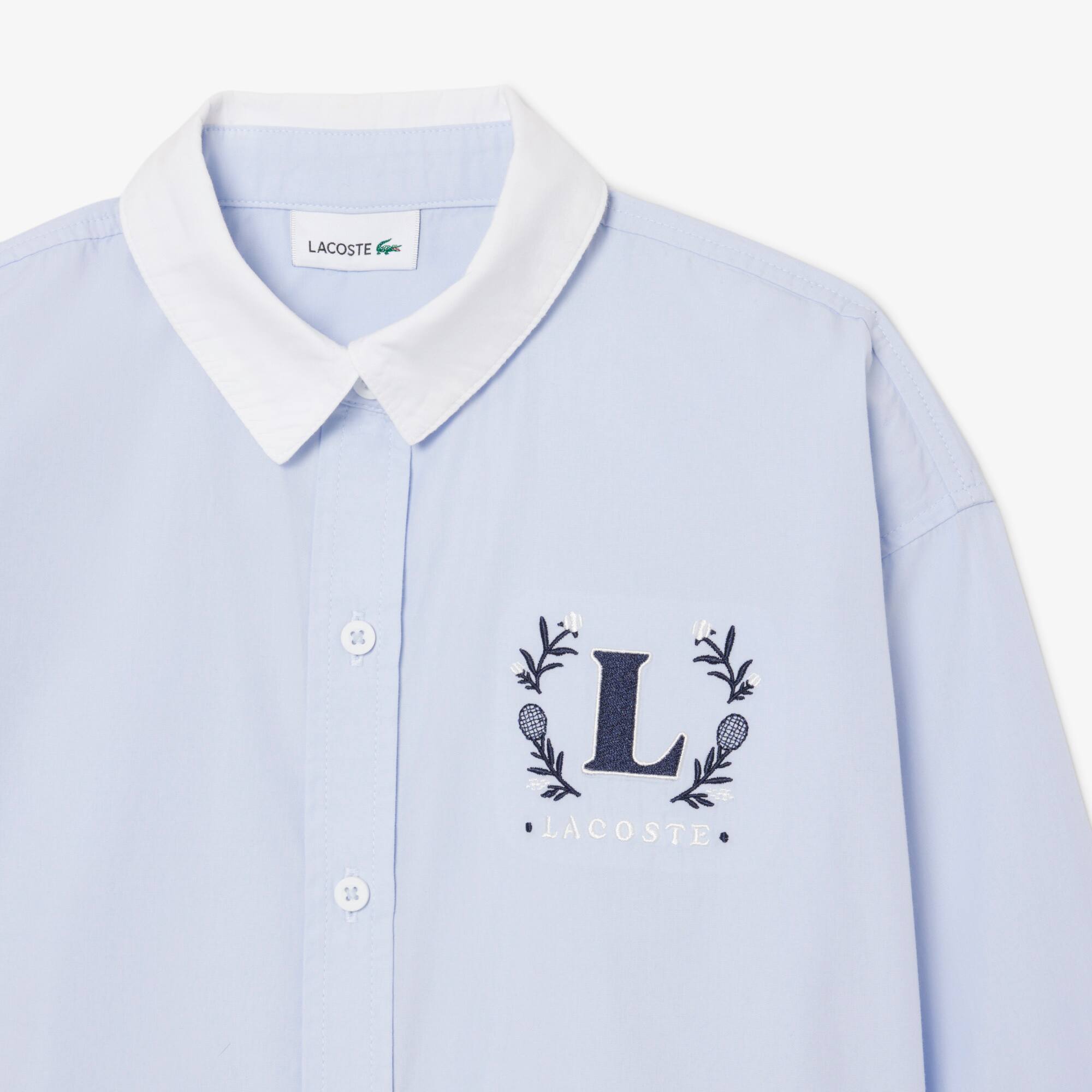Thumbnail - Lacoste Hemd aus Popeline mit gesticktem Badge - Hellblau Size 10 - 12A