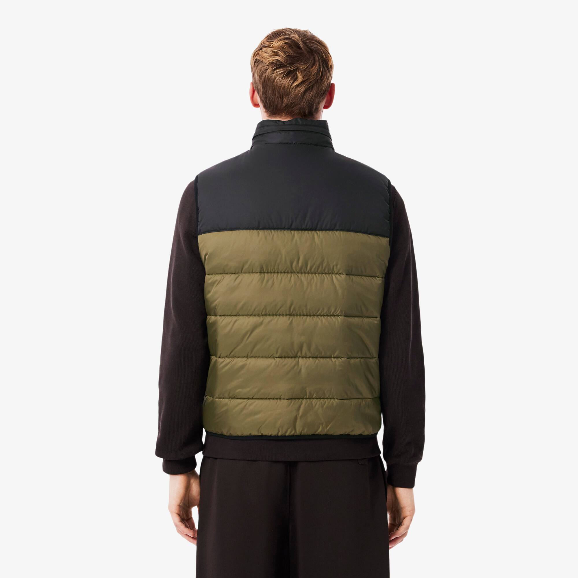 Thumbnail - Lacoste Ärmellose wasserabweisende Jacke - Khaki Grün / Schwarz Size 48 - S-M