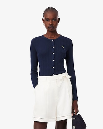 Slim Fit-Cardigan aus Pointelle