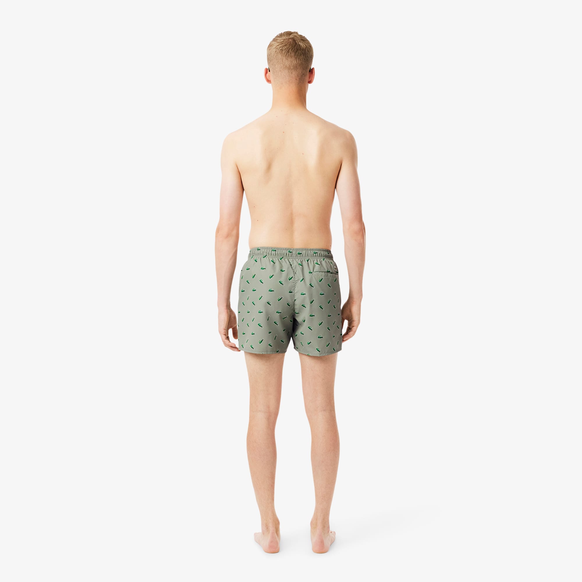 Thumbnail - Lacoste Badehose mit Krokodil-Print - Grün / Weiß Size 6 - XL