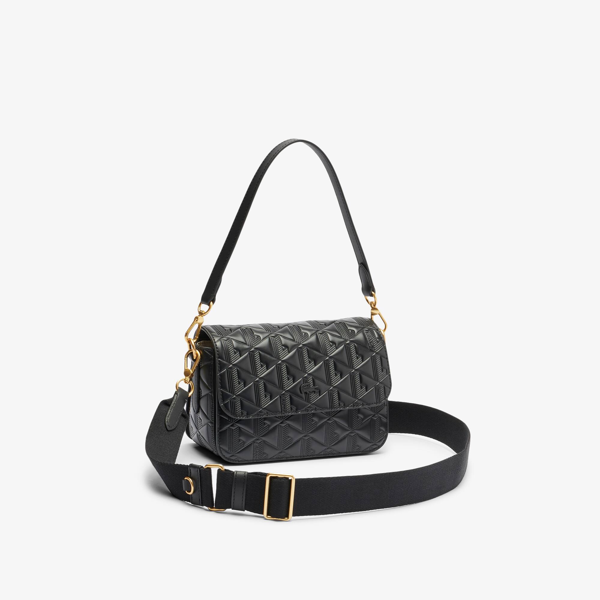 Thumbnail - Lacoste Schultertasche Maheki aus geprägtem Leder - BLACK Size One Size