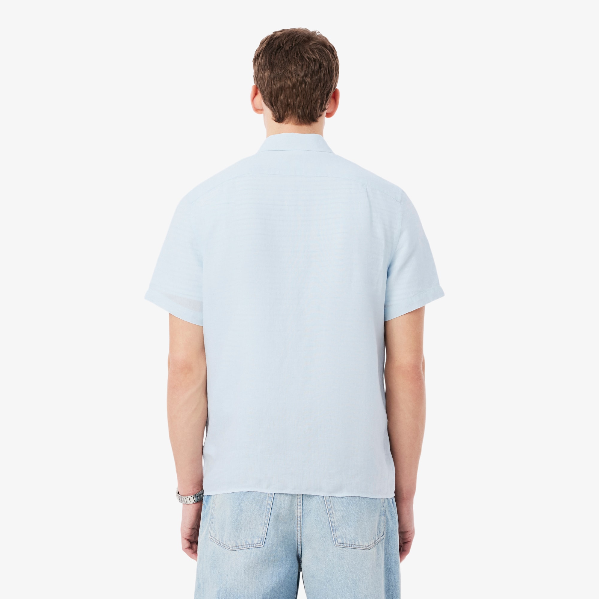 Thumbnail - Lacoste Leinenhemd mit kurzen Ärmeln - Hellblau Size 43