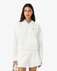 Hoodie aus Piqu&eacute; mit Rei&szlig;verschluss