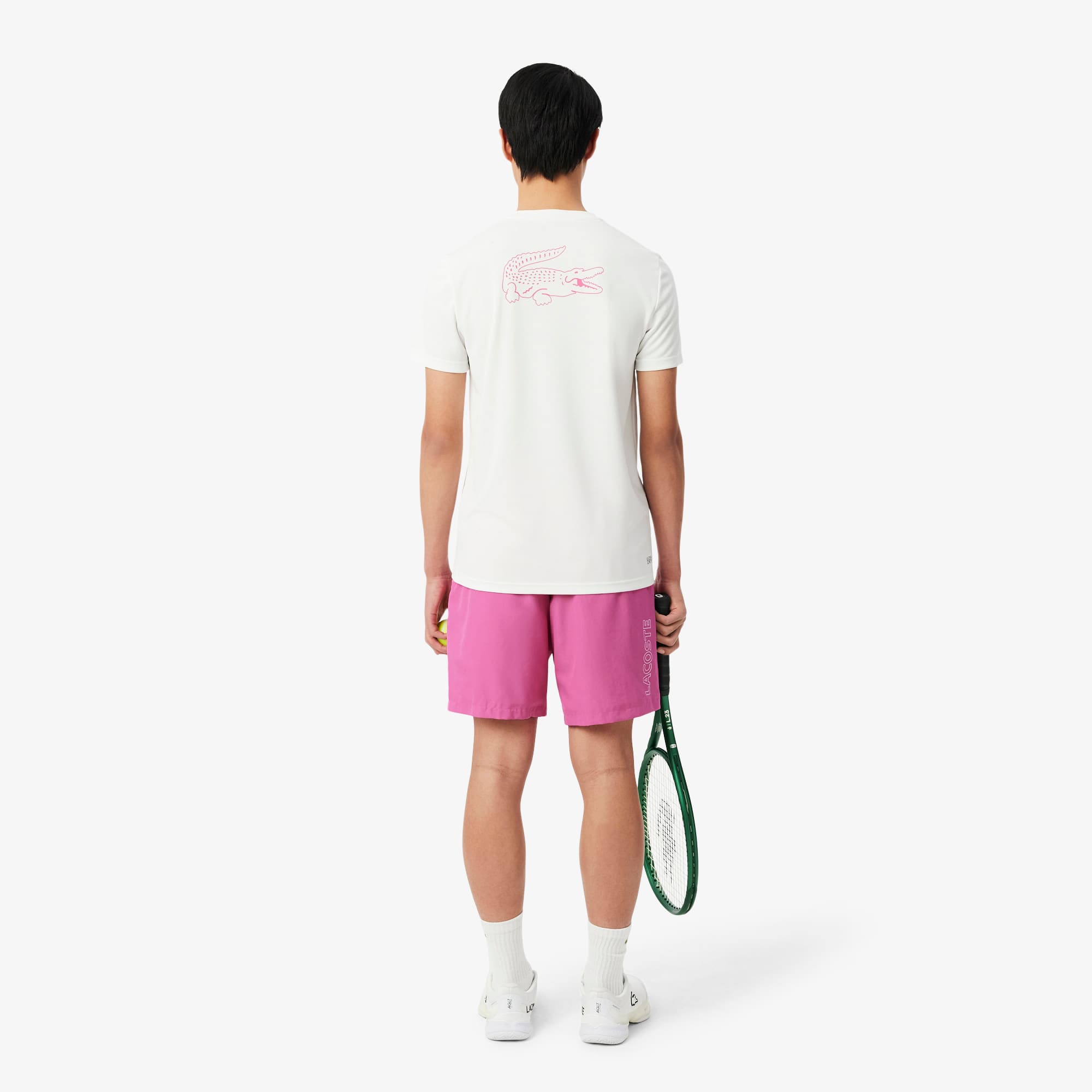 Thumbnail - Lacoste Sportshorts aus Diamant-Taft mit Einfassung - Rose Size S