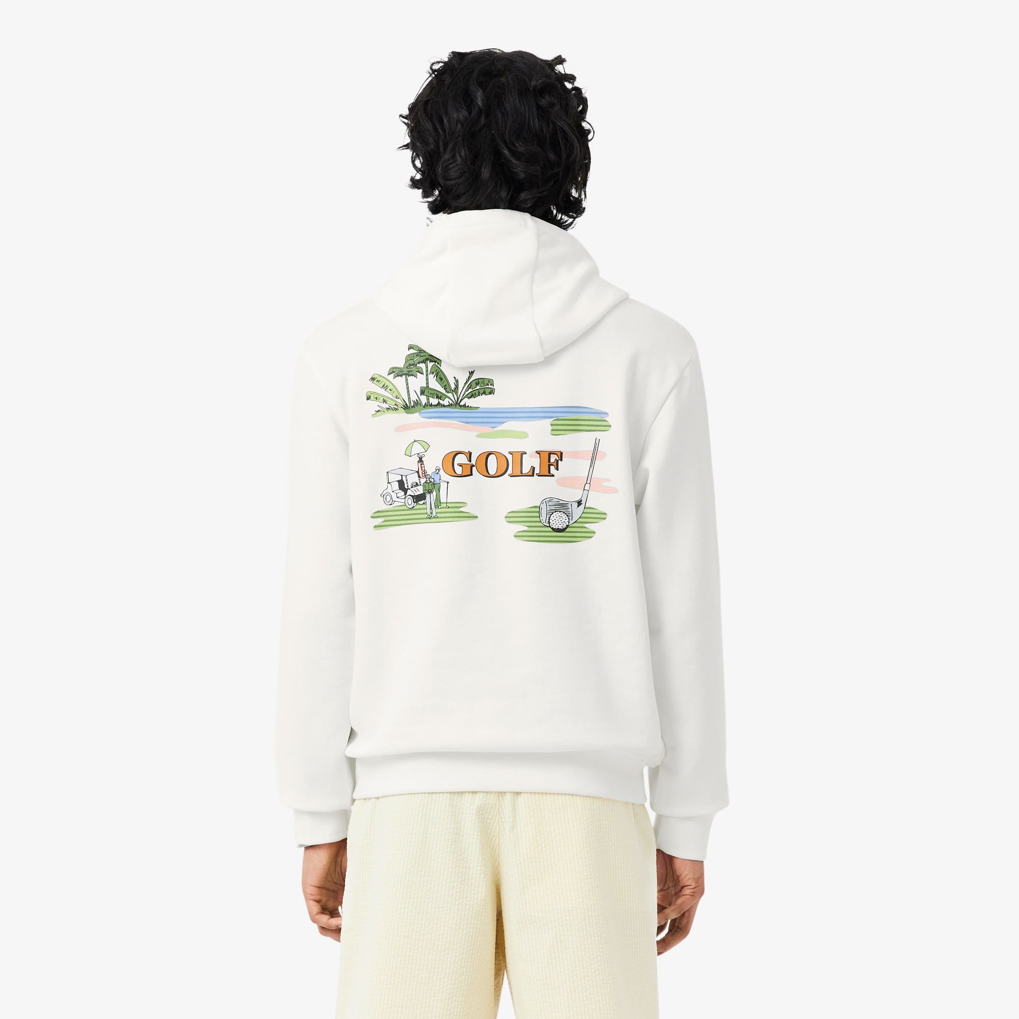 Thumbnail - Lacoste Golf-Hoodie mit Print - Blanc / Beige Size XXL