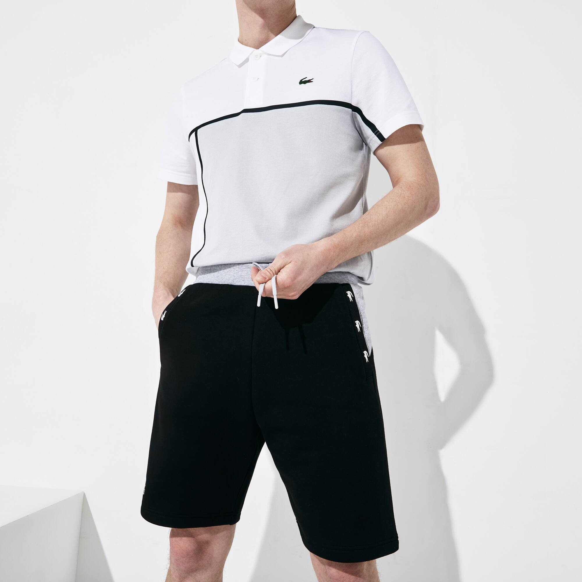 black lacoste shorts
