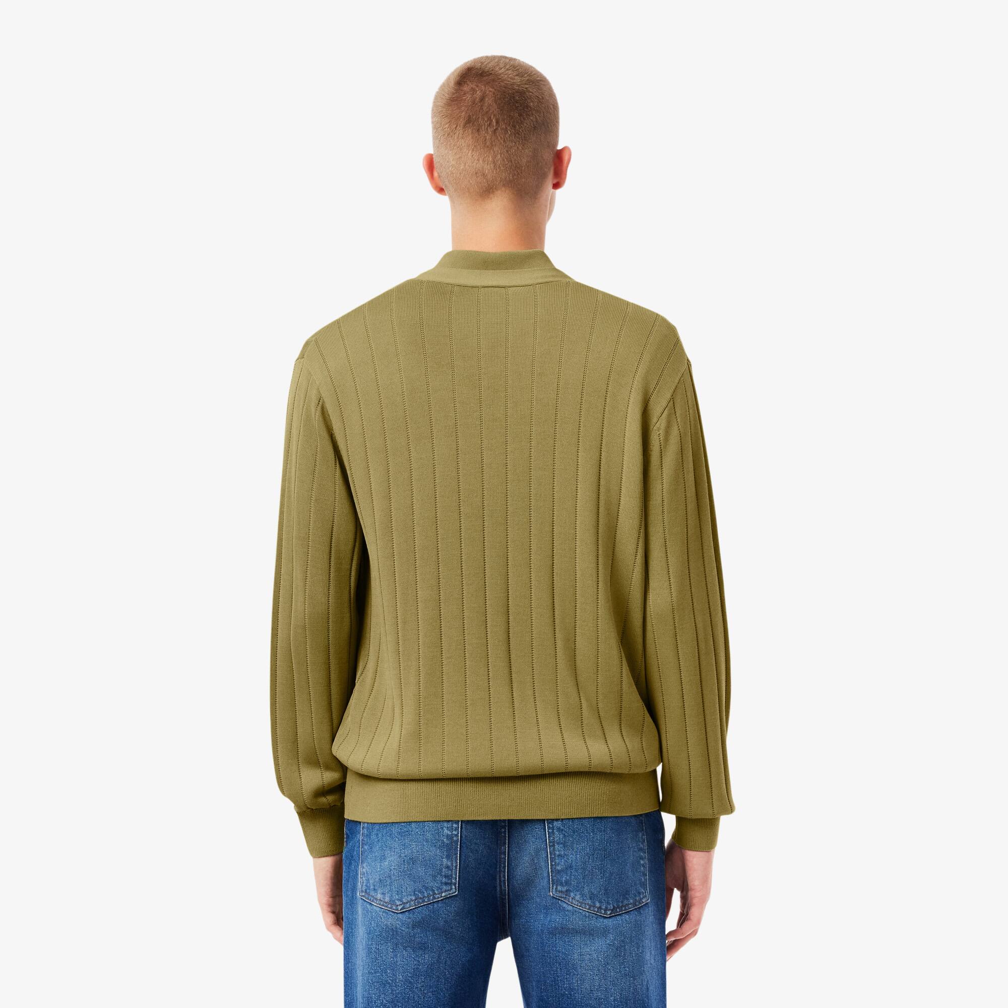 Thumbnail - Lacoste Cardigan aus fließendem Rippstrick - Khaki Grün Size 6 - XL