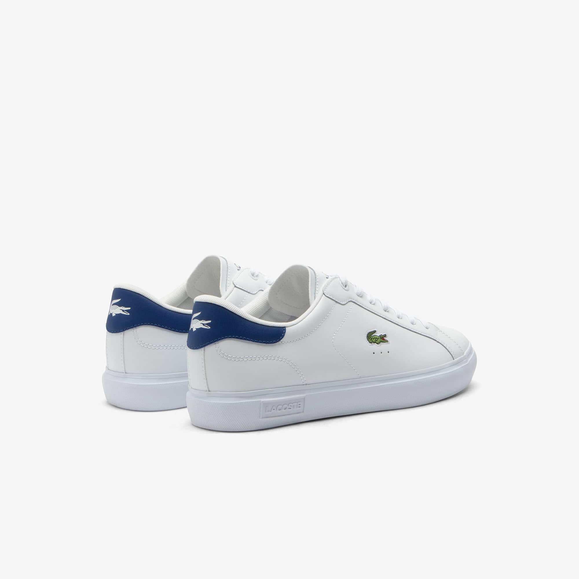 Thumbnail - Lacoste Herren-Sneakers Powercourt aus Leder - WHT/BLUE Size 39.5
