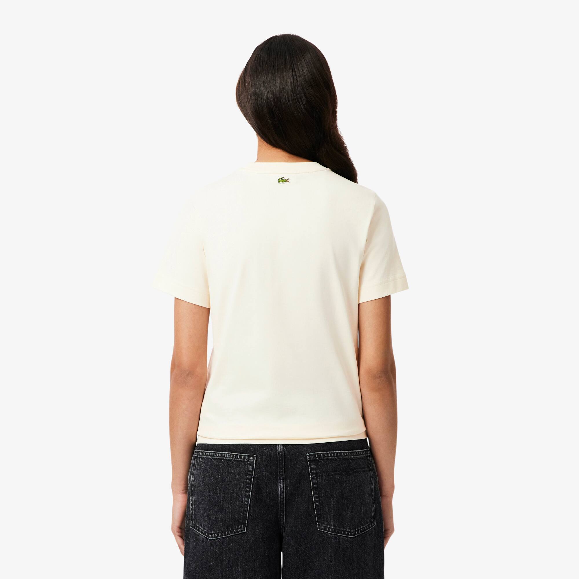 Thumbnail - Lacoste T-Shirt aus Baumwolle mit Druck - Creme Size 42