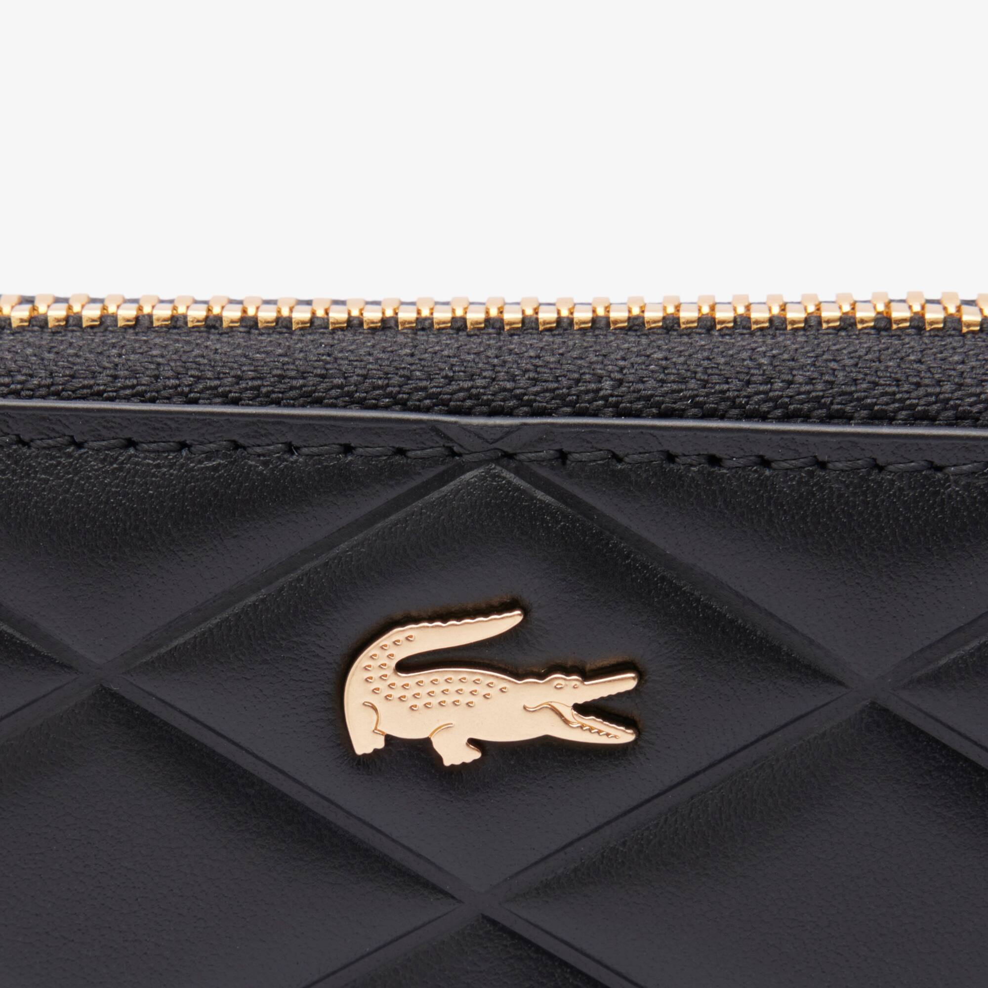 Thumbnail - Lacoste Kleine Geldbörse Crocodelle aus Leder - BLACK Size One Size