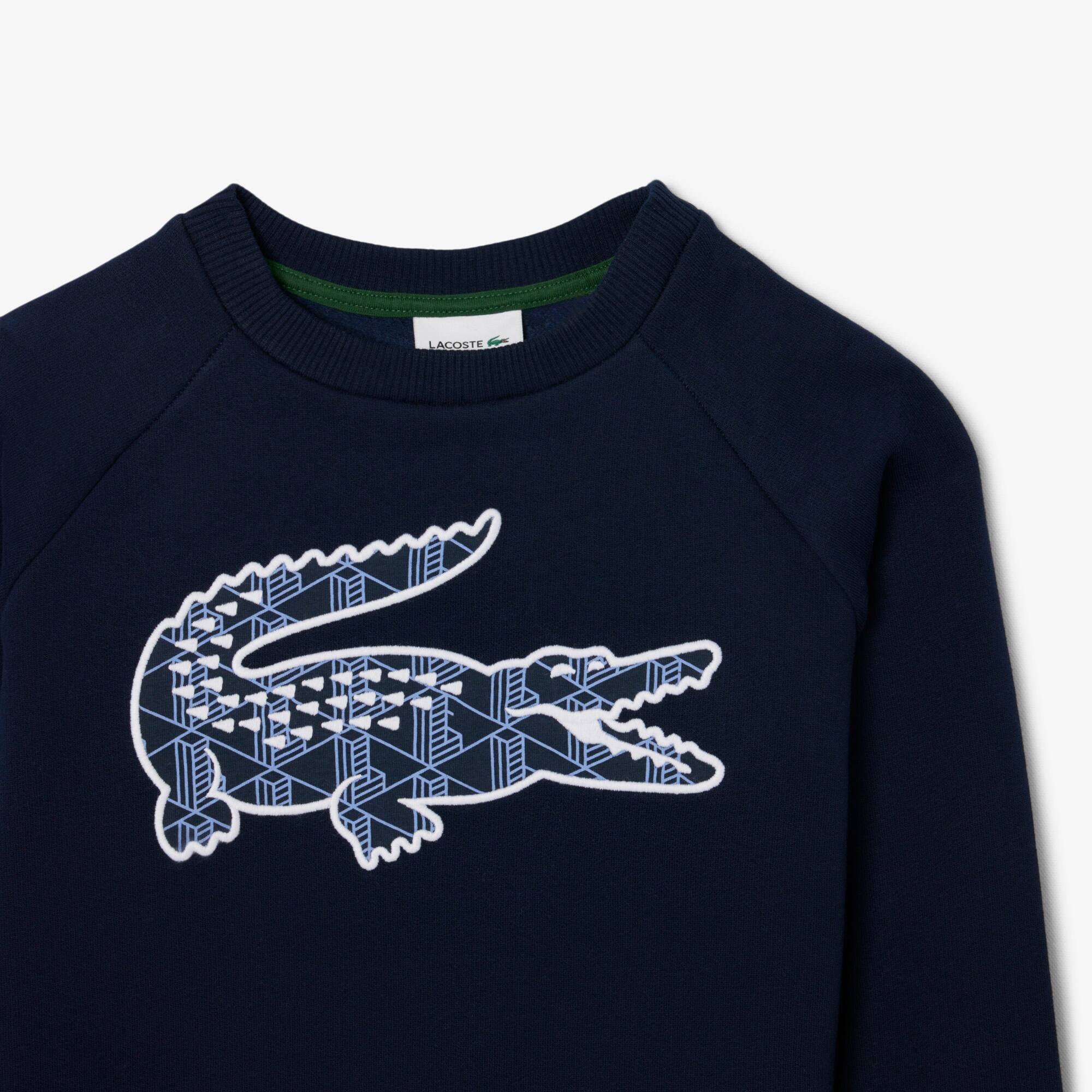 Thumbnail - Lacoste Sweatshirt aus Fleece mit Monogramm-Print - Navy Blau Size 12 - 16A