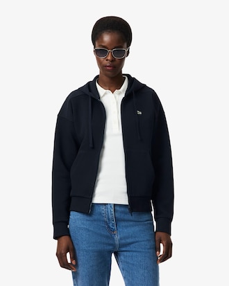 Hoodie aus Piqu&eacute; mit Rei&szlig;verschluss