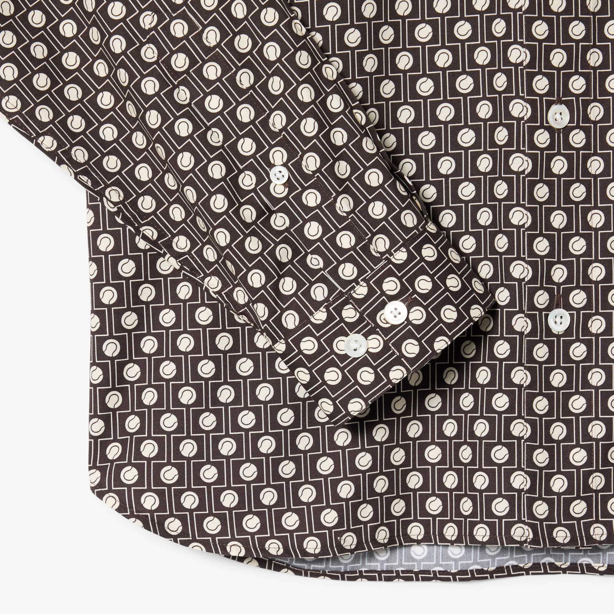 Thumbnail - Lacoste Regular Fit Printed Cotton Shirt - Marron / Beige Size 40