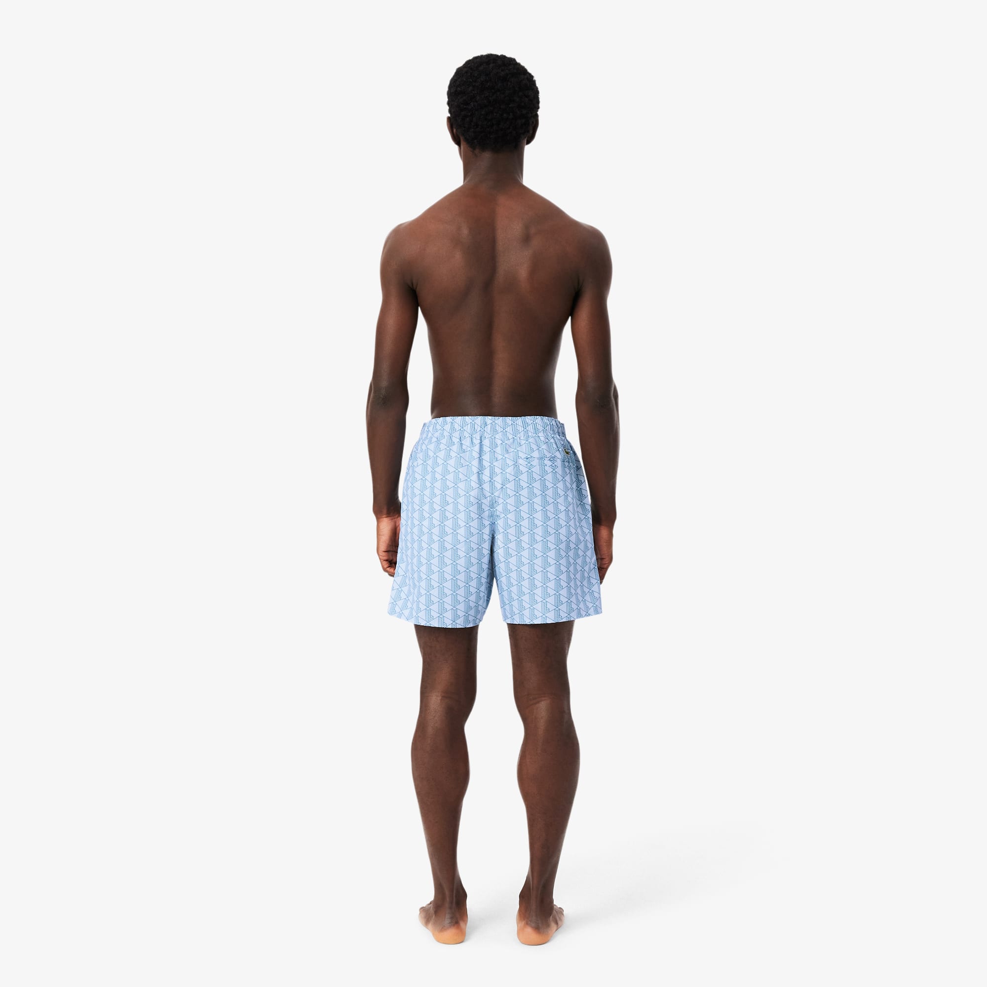 Thumbnail - Lacoste Halblange Badehose mit Monogramm-Druck - Bleu / Bleu Clair Size L