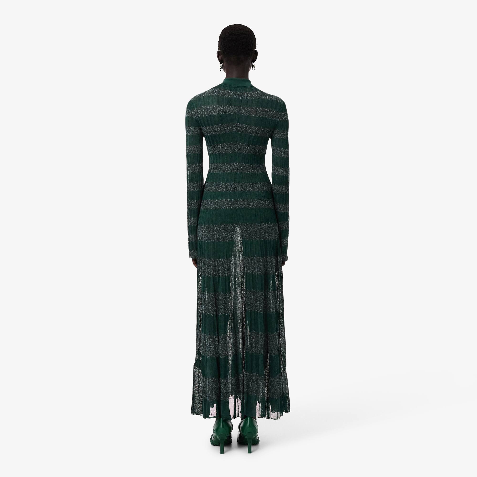 Thumbnail - Lacoste Maxi-Kleid aus Pointelle mit Polokragen - Sinople Grün Size 38