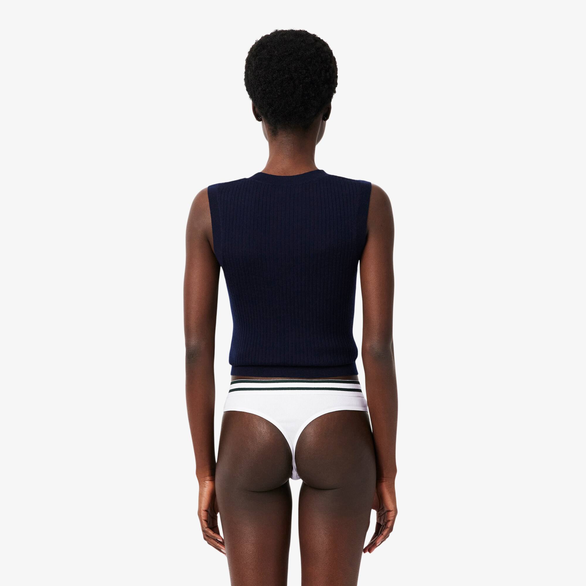 Thumbnail - Lacoste Tanga aus Baumwolle mit gestreiftem Bund - Weiß Size S