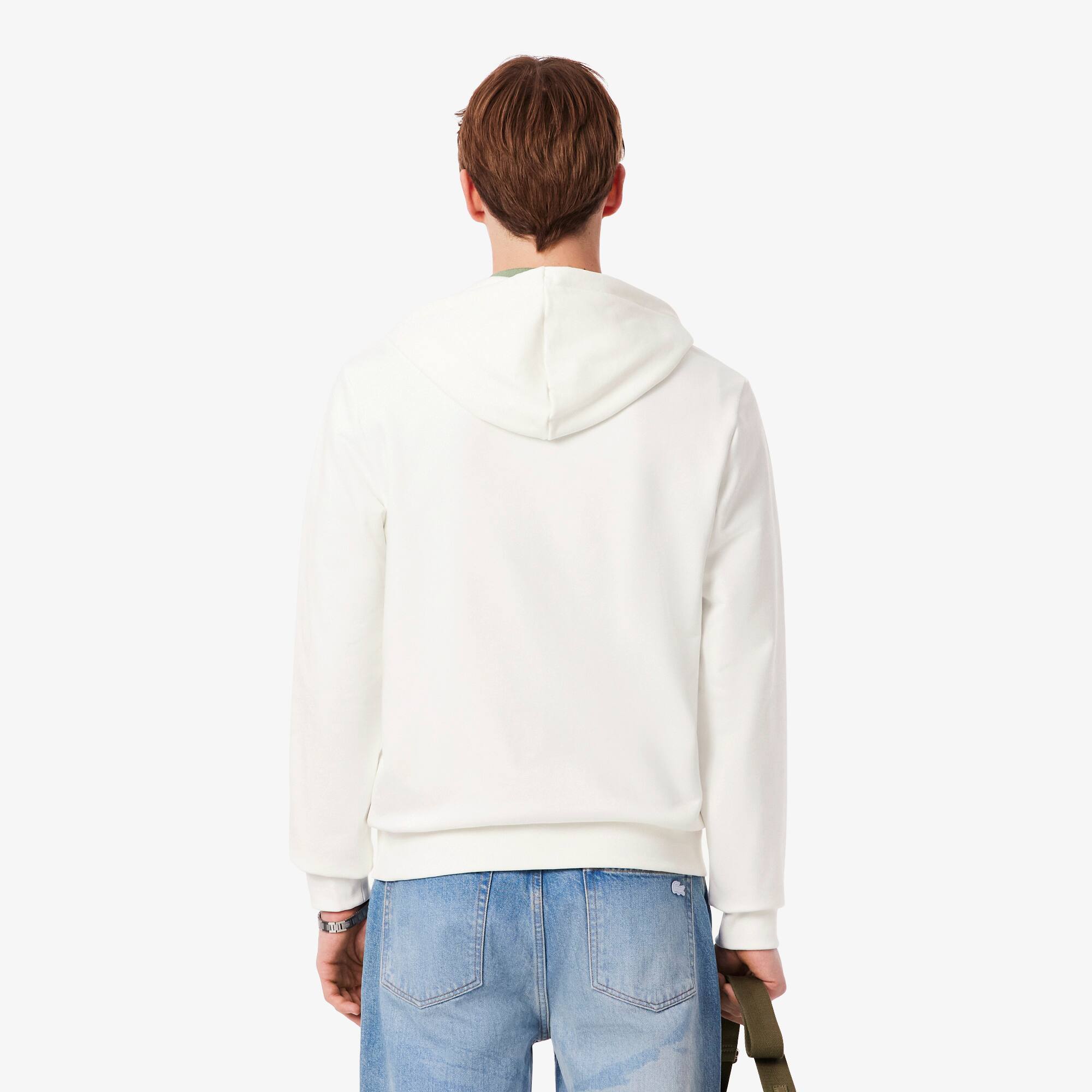 Thumbnail - Lacoste Colorblock-Hoodie mit Reißverschluss - Weiß / Khaki Grün / Lila Size 4XL