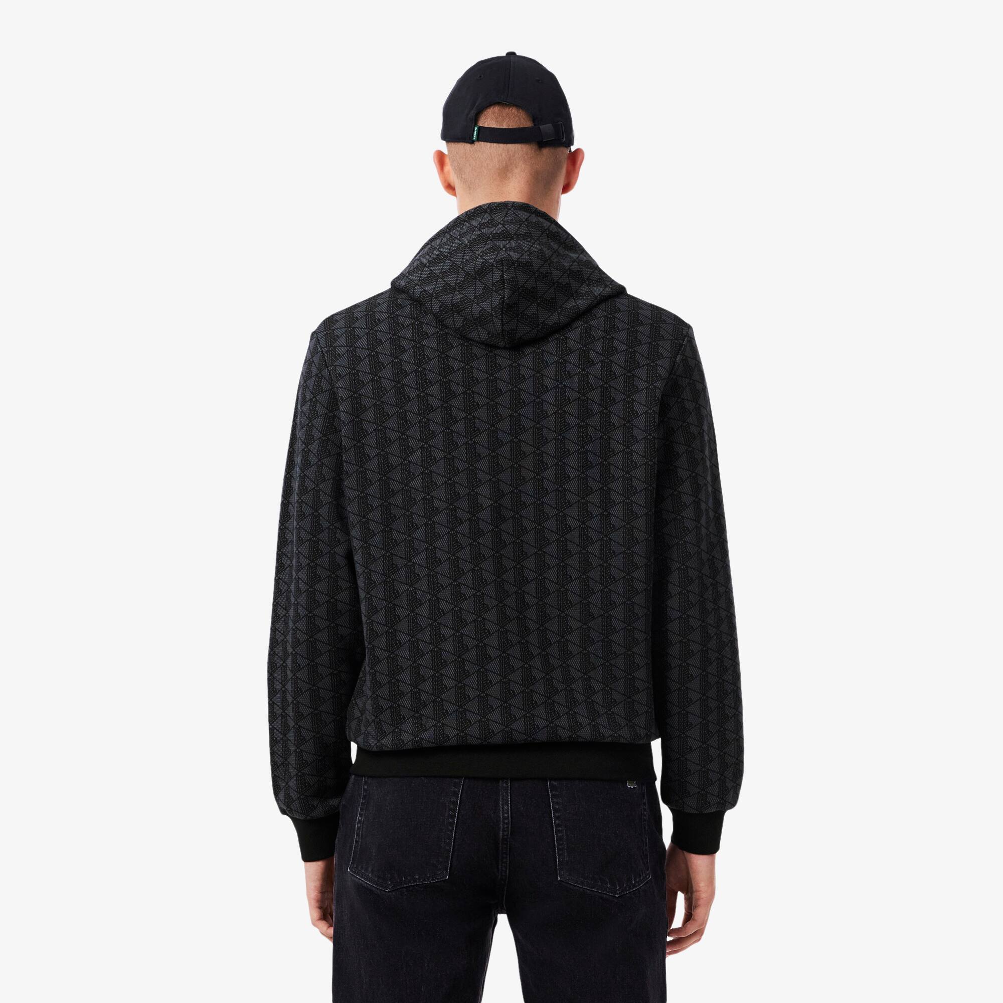Thumbnail - Lacoste Hoodie aus Fleece mit Monogramm - Dunkelgrau / Schwarz Size L