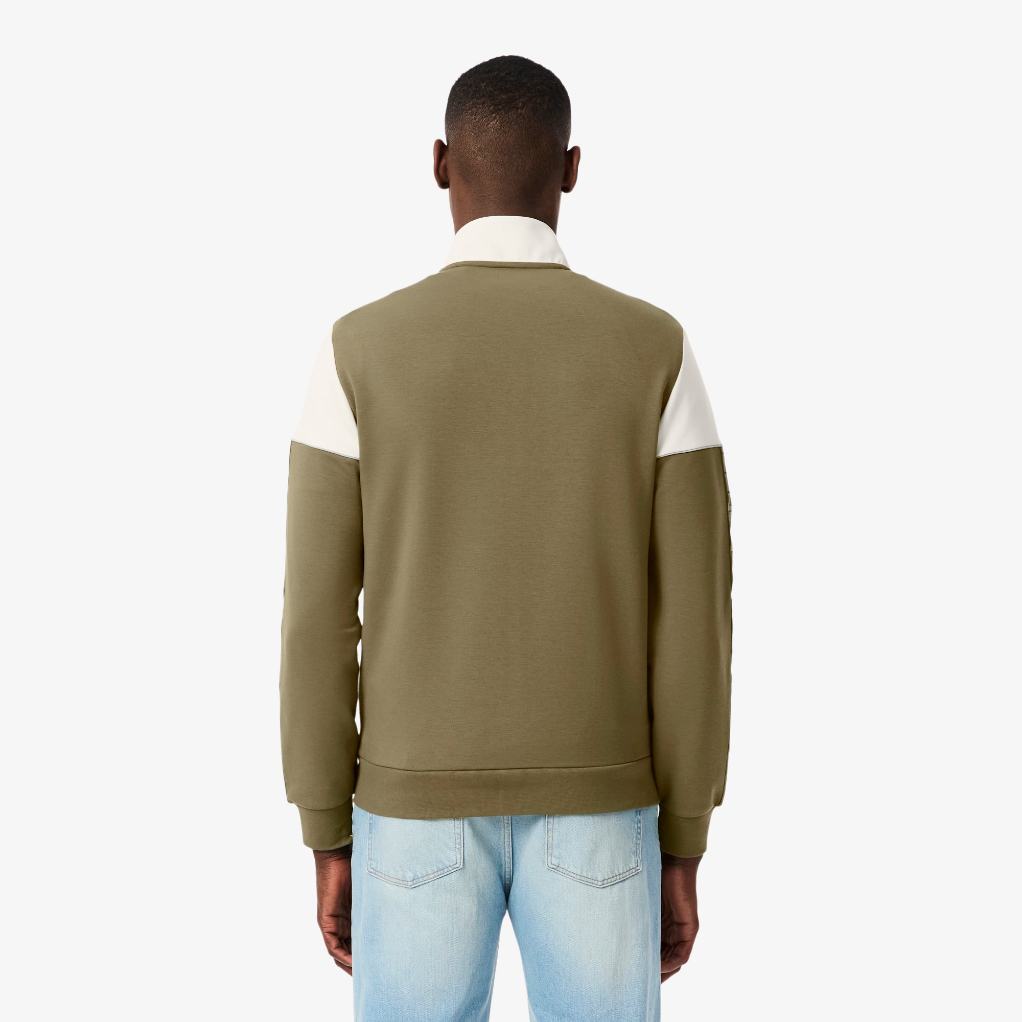 Thumbnail - Lacoste Tennis-Sweatshirt mit Reißverschluss und Colorblock-Design - Khaki Grün / Weiß Size 3XL