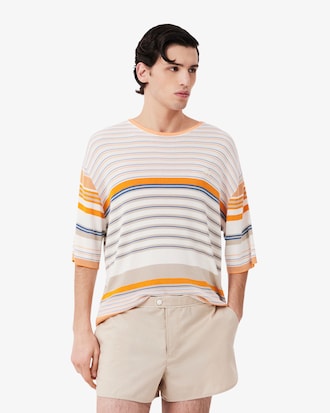 Gestreiftes T-Shirt Runway aus Satin-Jersey