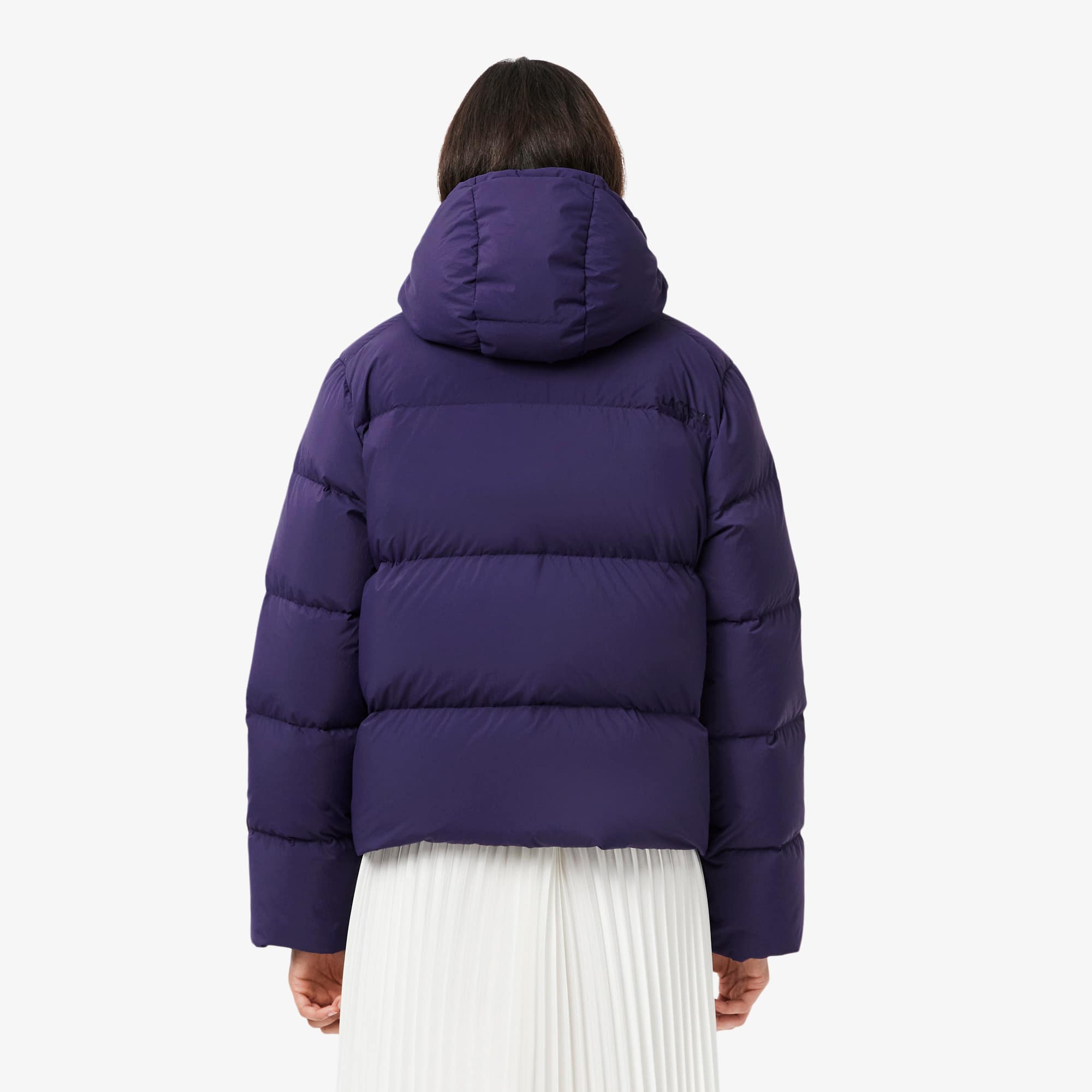 Thumbnail - Lacoste Relaxed Fit-Daunenjacken aus Wolle mit Kapuze - Lila Size 44