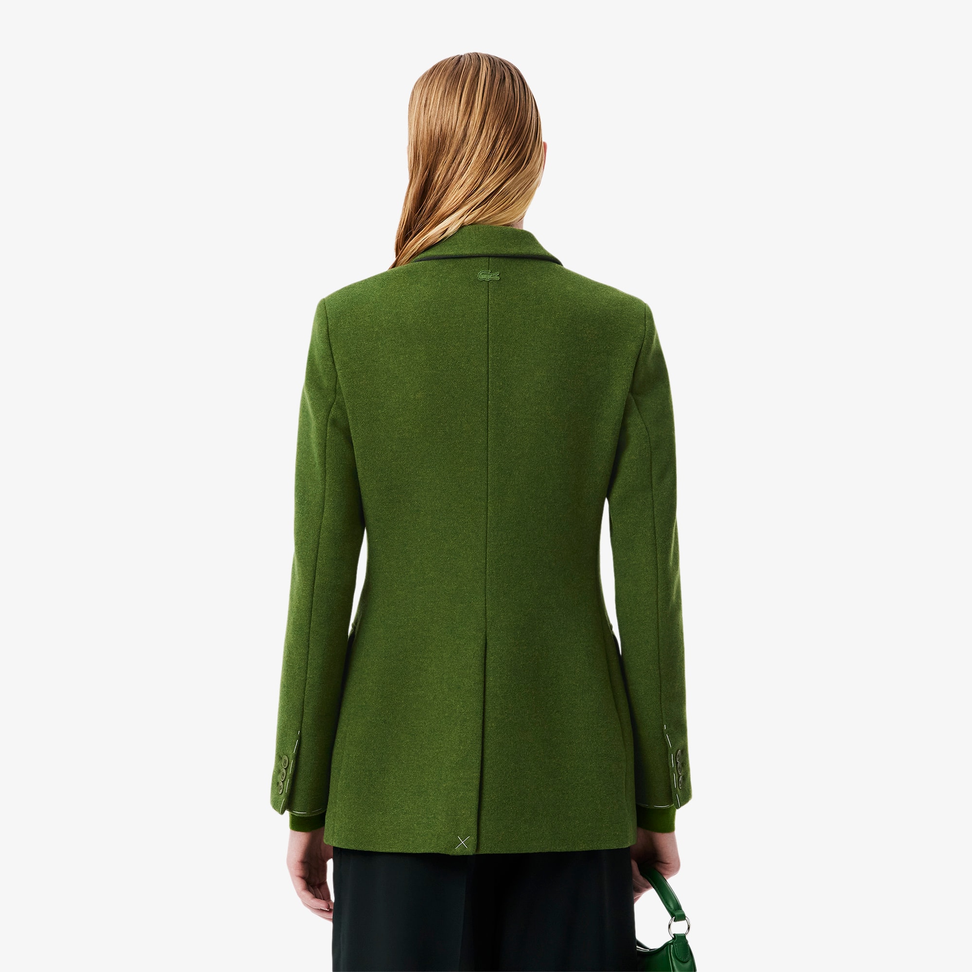 Thumbnail - Lacoste Zweireihiger Blazer Runway aus Slub-Wolle - Vert Size 40
