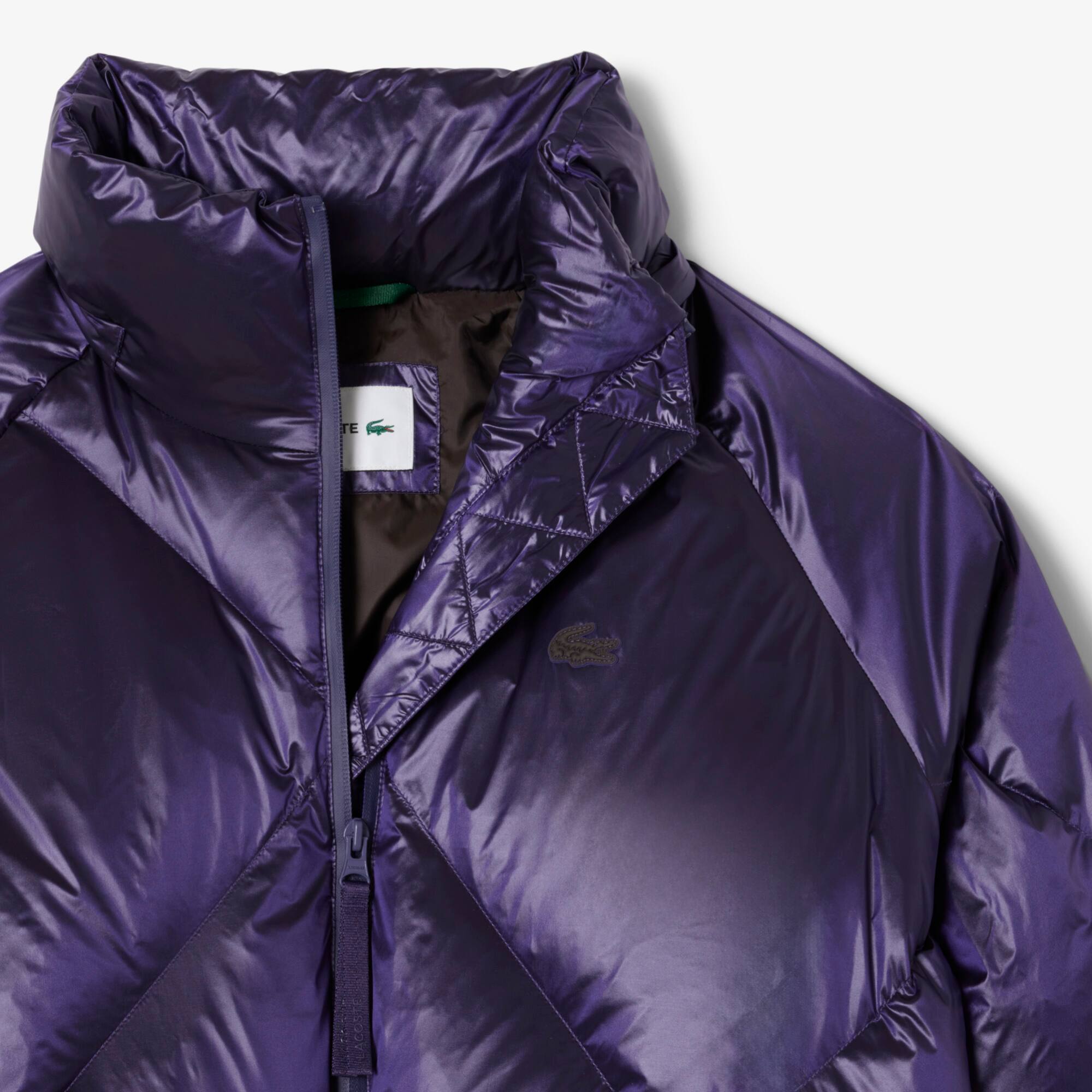 Thumbnail - Lacoste Wasserabweisende Oversized-Daunenjacke - Lila / Braun Size 36