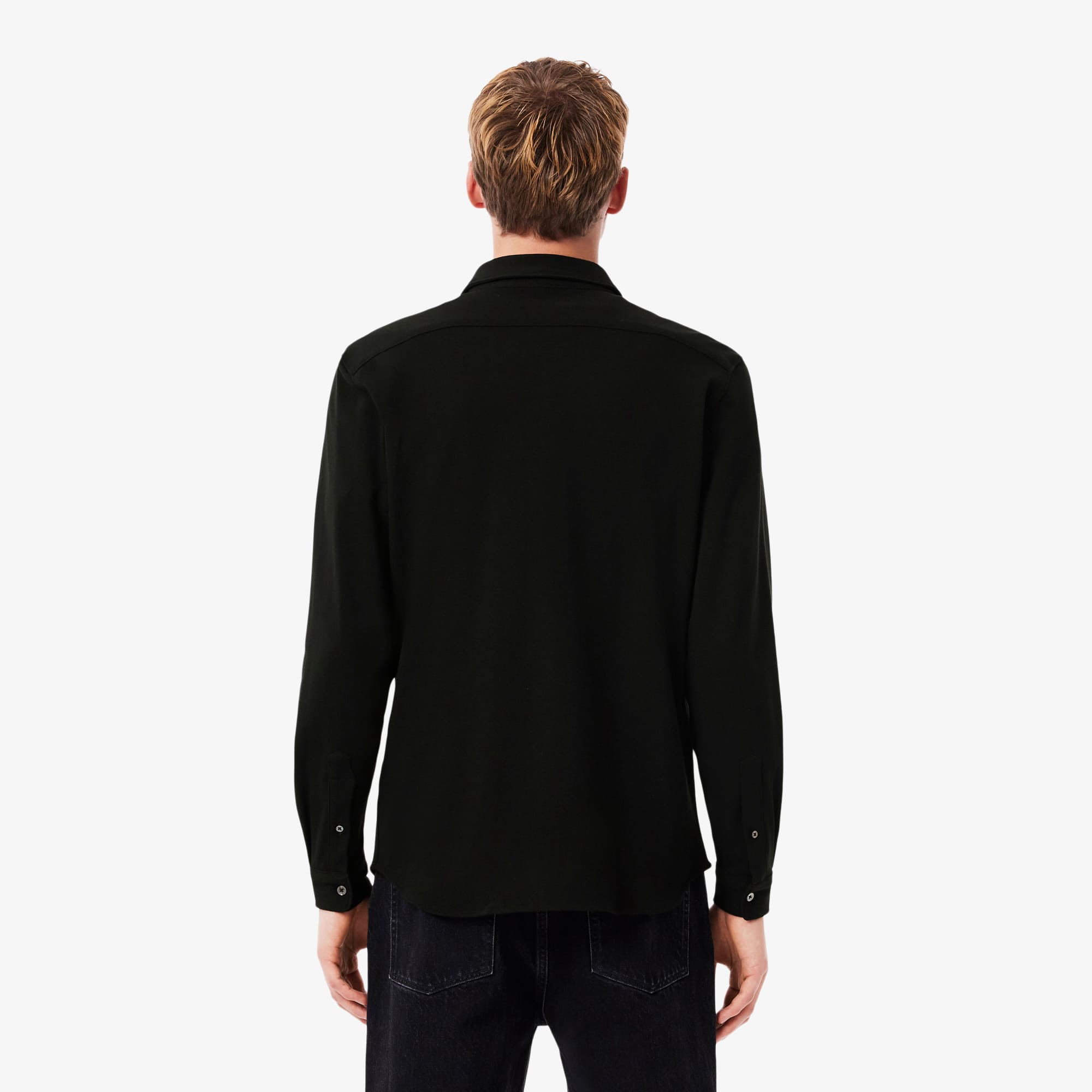 Thumbnail - Lacoste Slim Fit-Hemd aus Baumwollpiqué - Schwarz Size 44