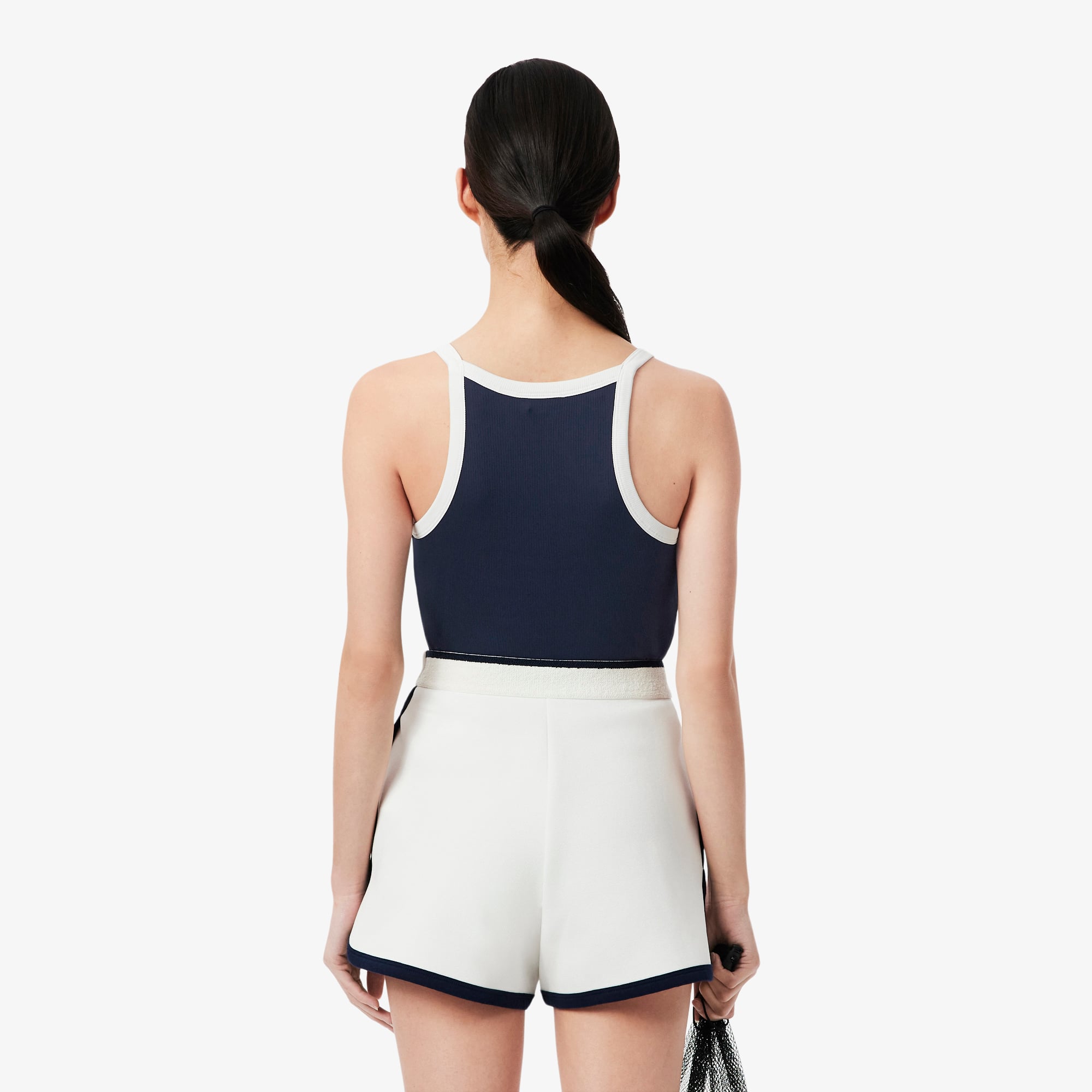 Thumbnail - Lacoste Sportliches Ultra-Dry-Tanktop aus Rippstrick - Navy Blau / Weiß Size 36