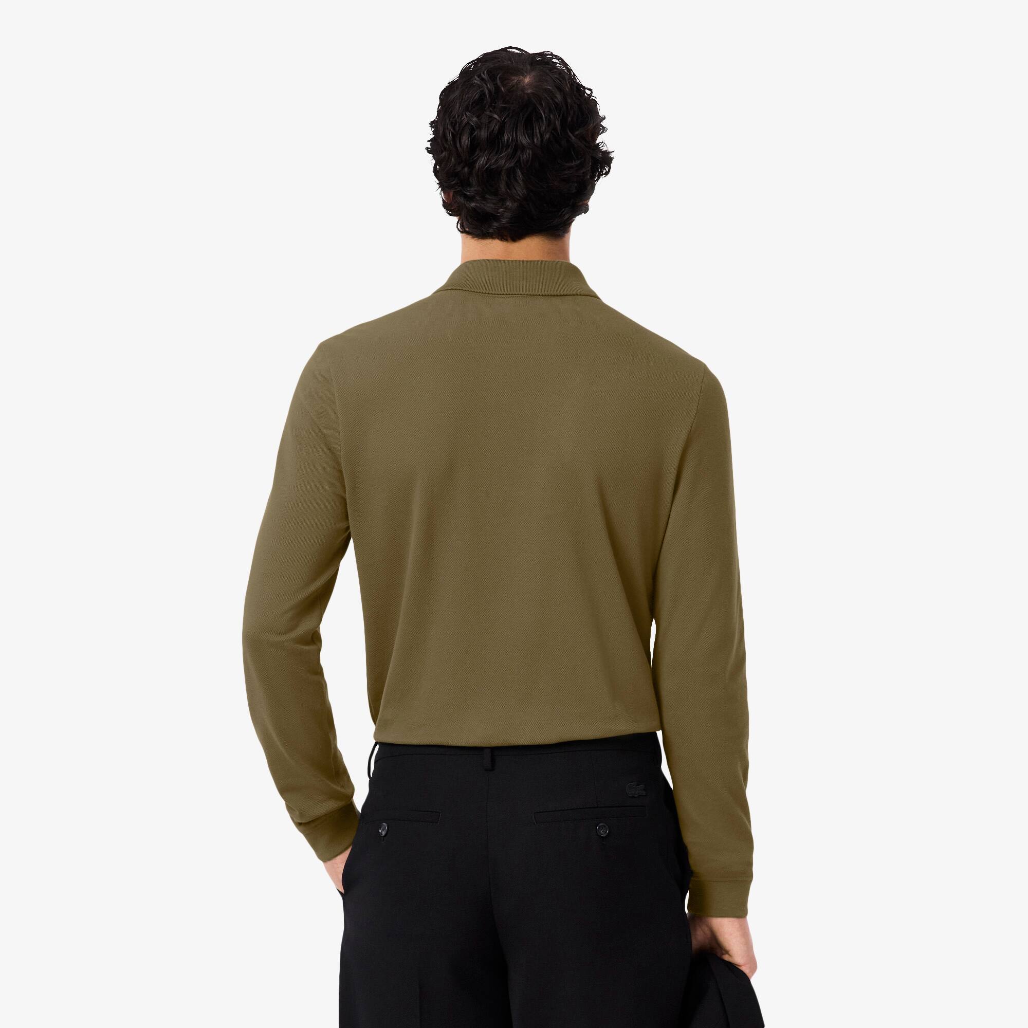 Thumbnail - Lacoste Slim Fit-Polohemd L.12.12 mit langen Ärmeln - Khaki Grün Size M