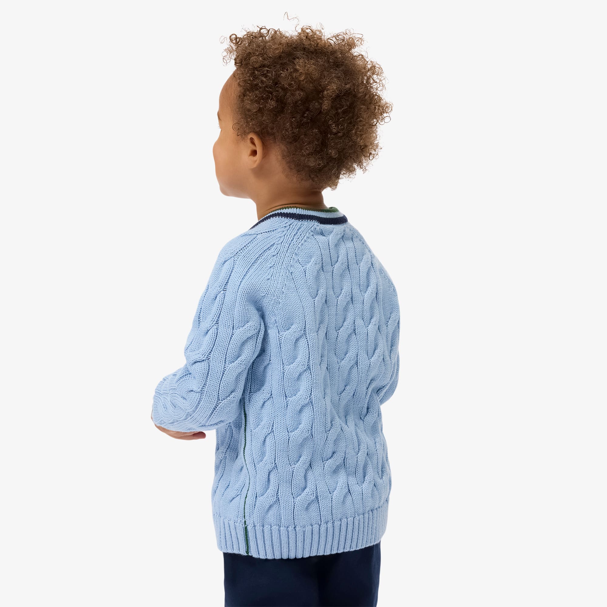 Thumbnail - Lacoste Pullover aus Wolle und Baumwolle mit Rundhalsausschnitt - Pastellblau Size 6 - 6A