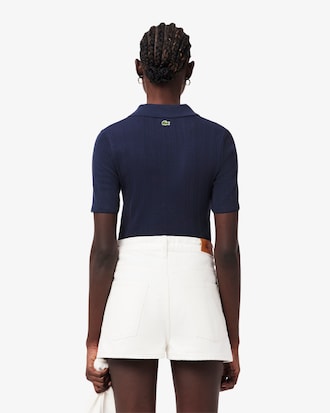 Slim Fit-Polohemd L.12.D aus Pointelle-Spitze