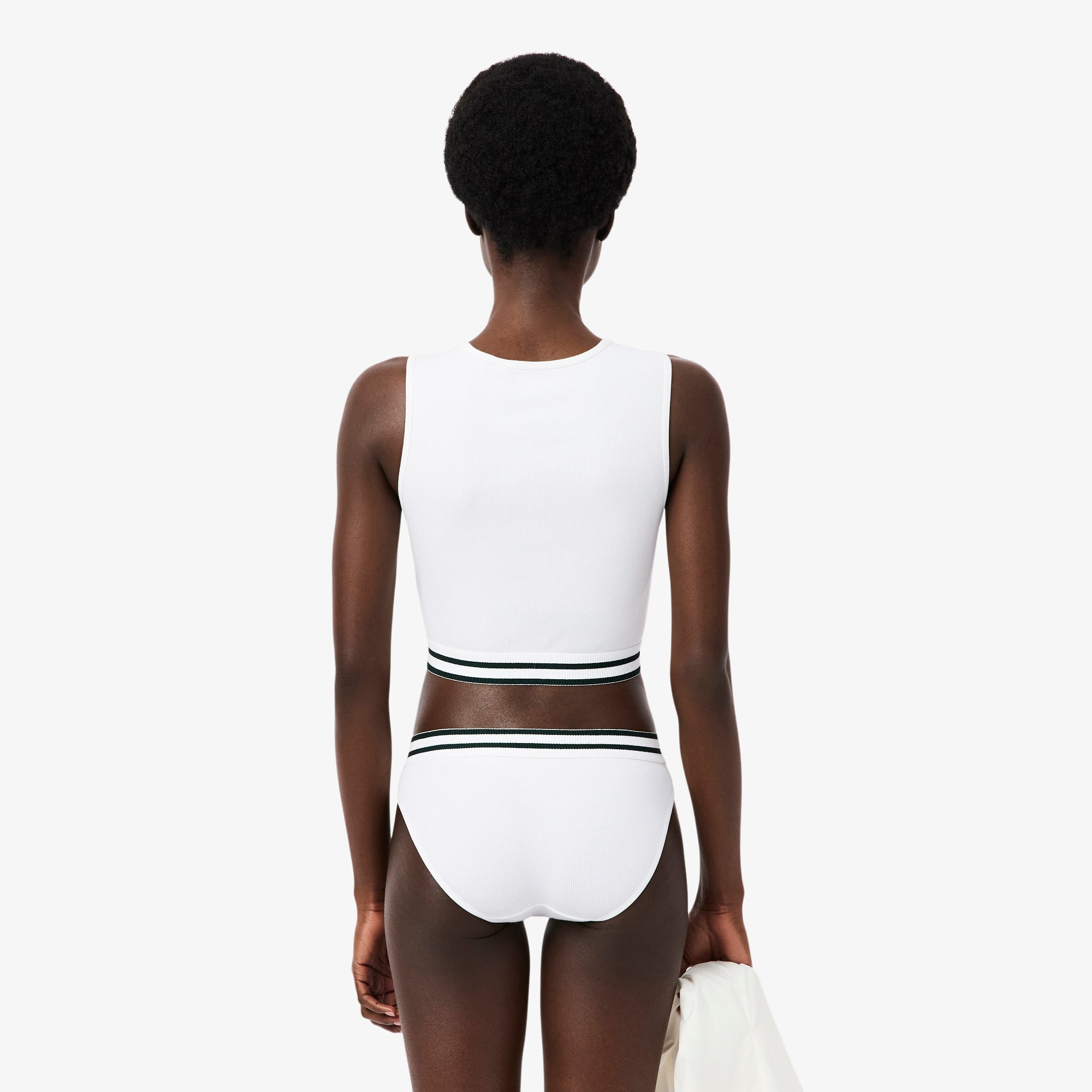 Thumbnail - Lacoste Stretch-Bralette aus Baumwoll-Rippstrick - Weiß Size M