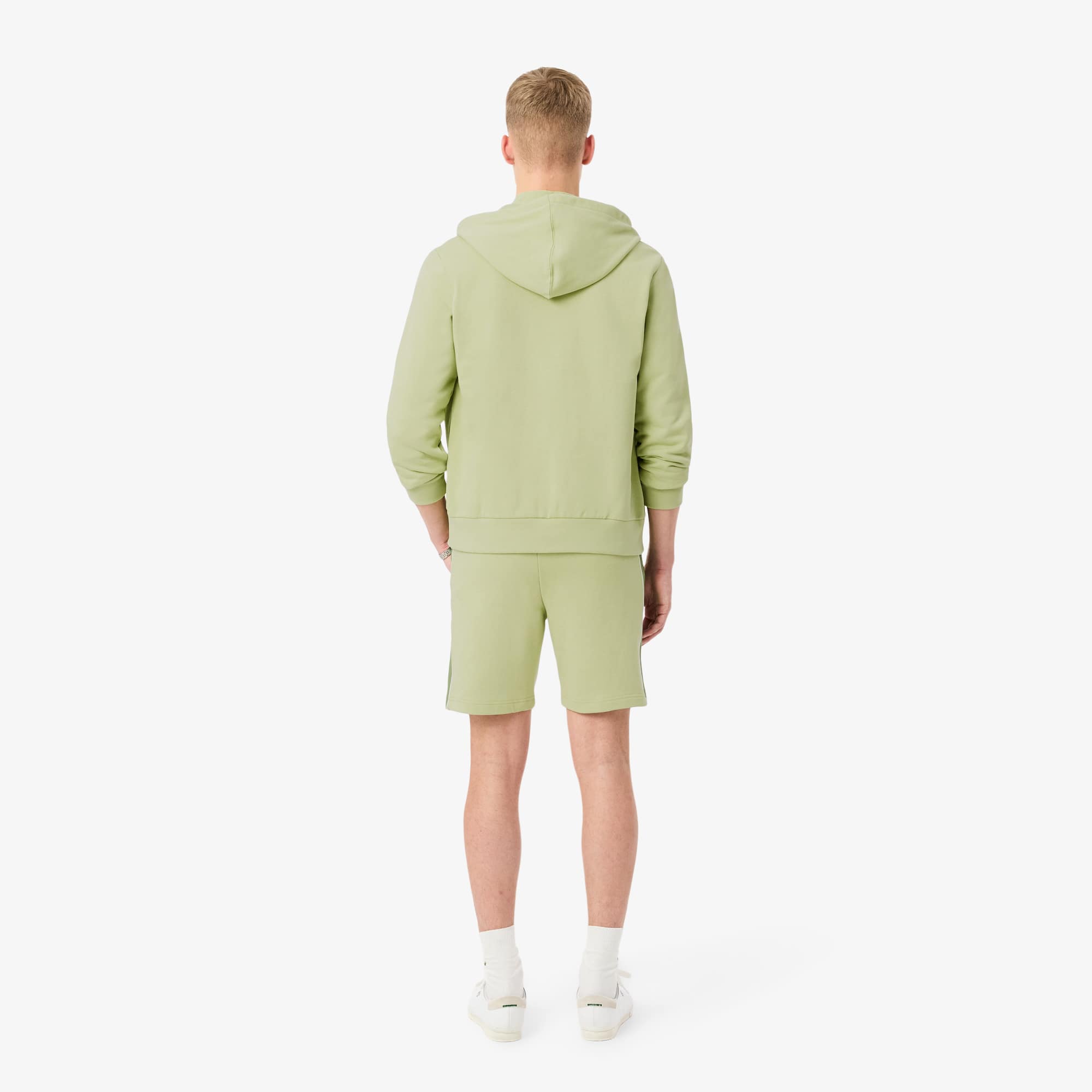 Thumbnail - Lacoste Regular Fit-Shorts aus Fleece mit Colorblock-Design - Grün Size S