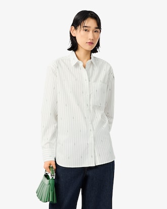 Gestreiftes Oversized-Hemd aus Jacquard