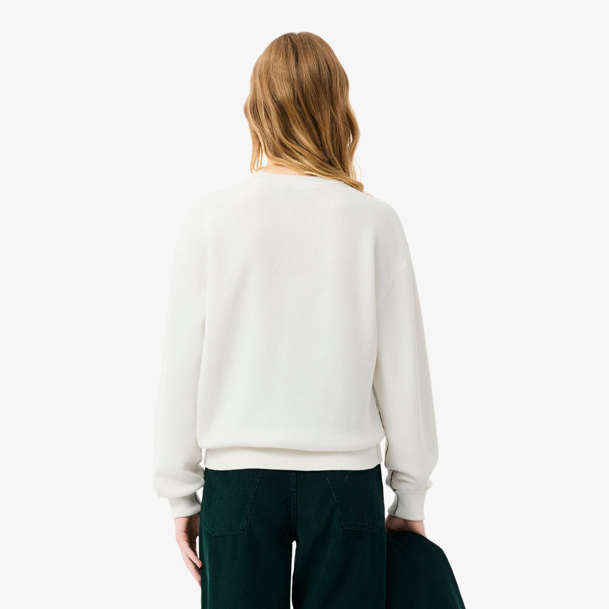 Thumbnail - Lacoste Relaxed Fit-Pullover aus Baumwolle mit Rundhalsausschnitt - Weiß Size 44