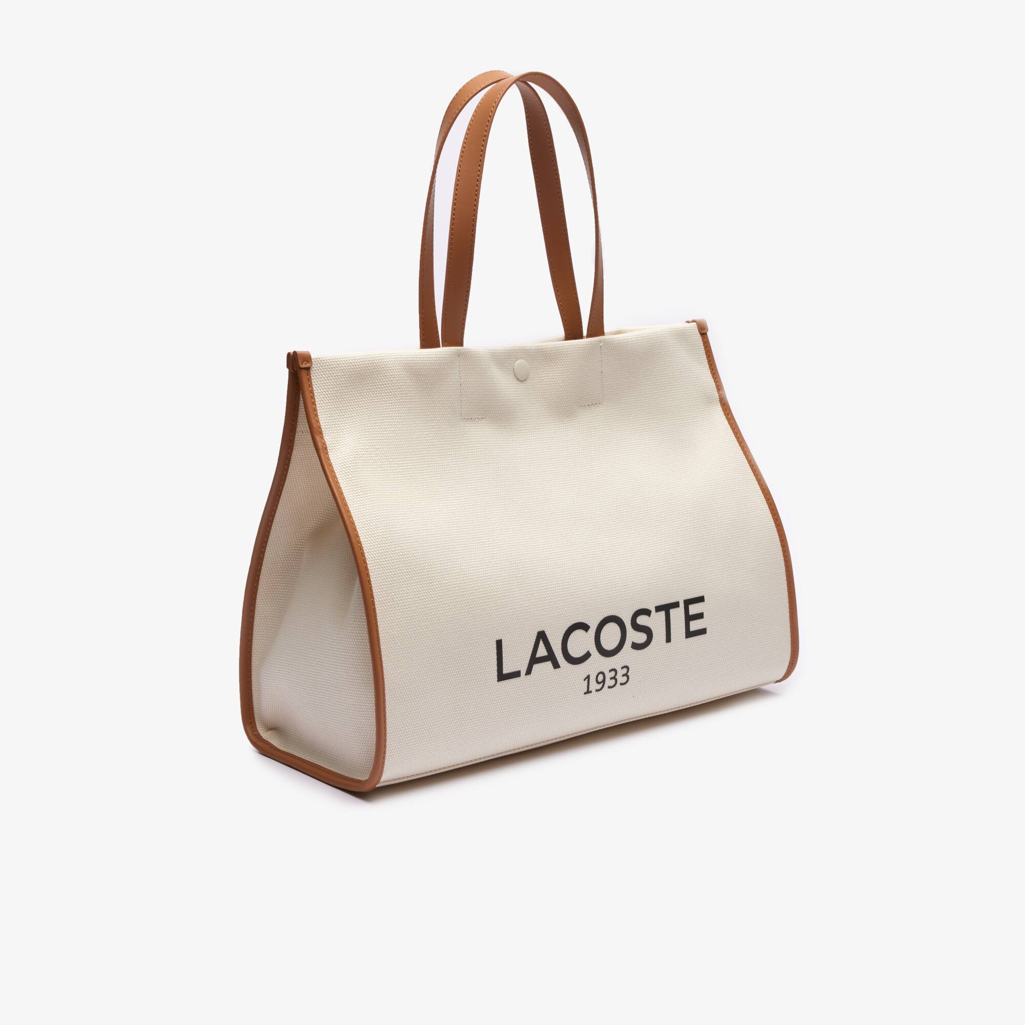 Thumbnail - Lacoste Große Tote Bag Heritage aus Canvas - NATURAL TAN Size One Size